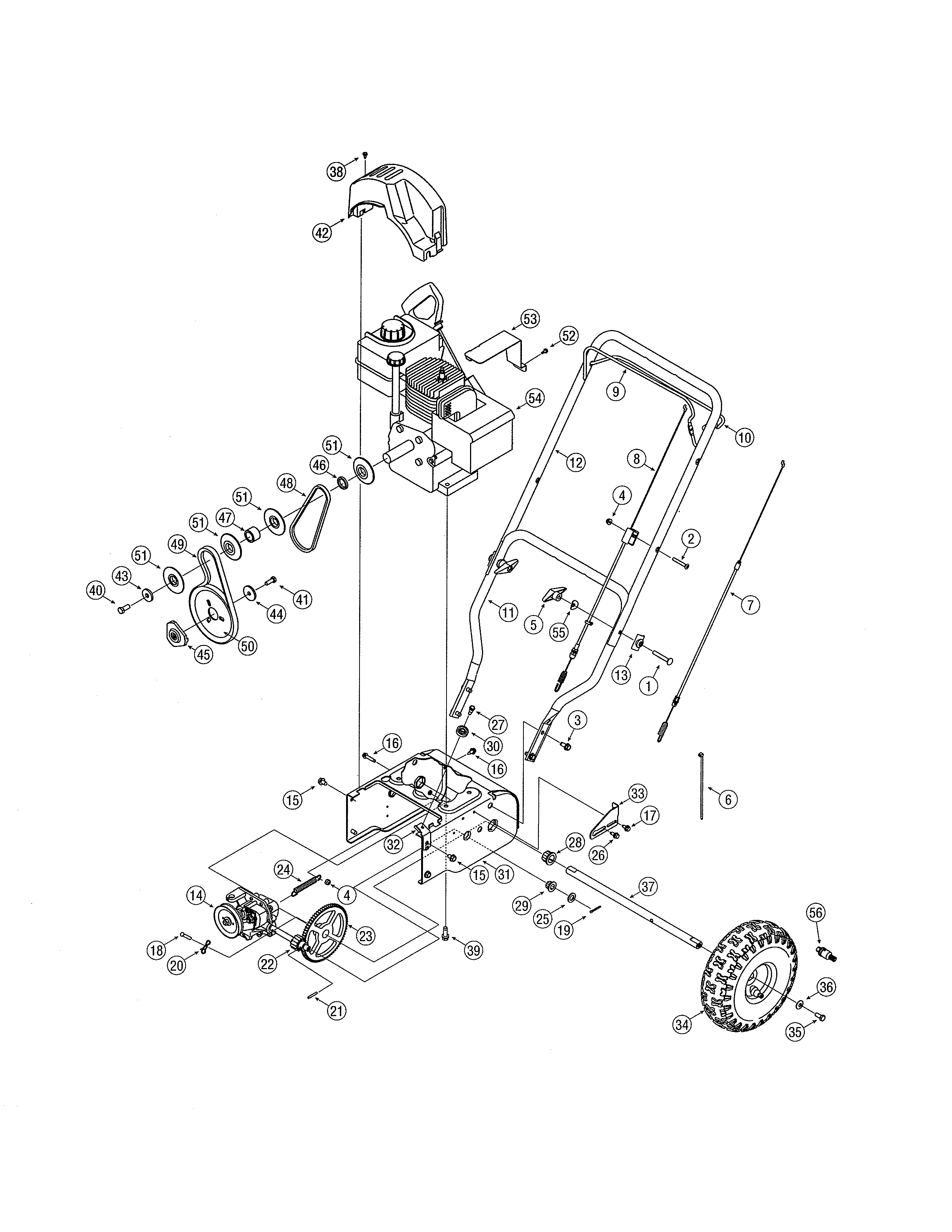 MTD 31A-3BAD729 fuel tank/wheels/handle diagram