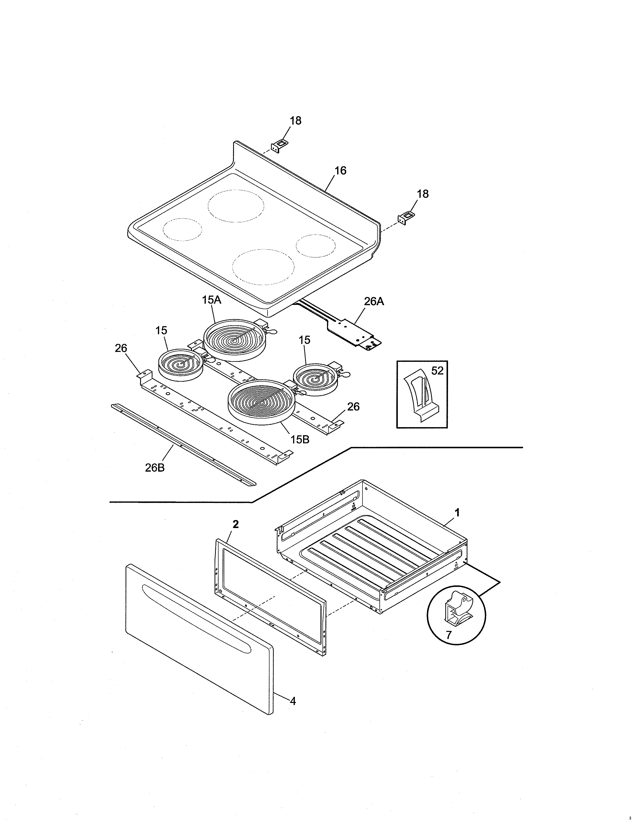 Kenmore 79091314011 top/drawer diagram