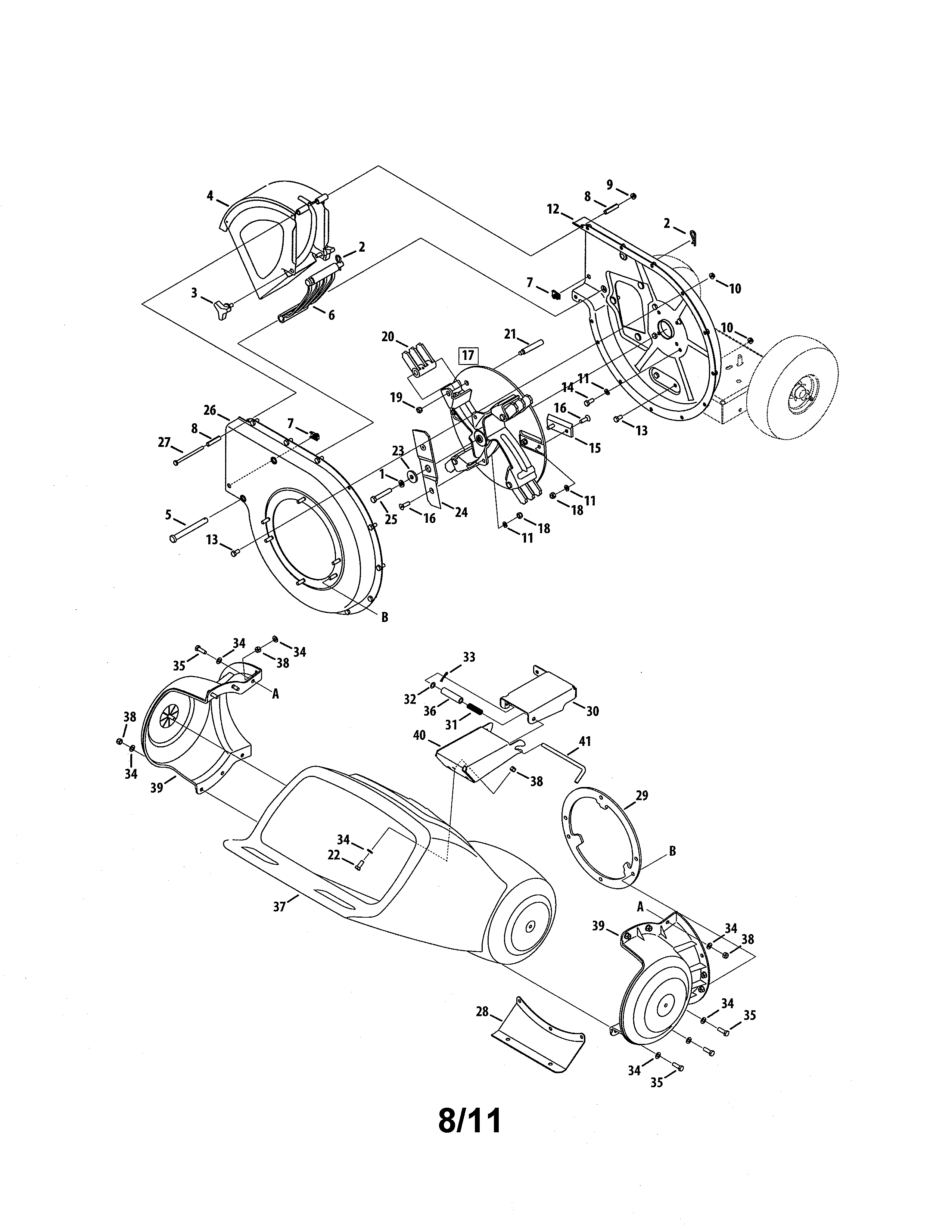 MTD 24A464H729 hopper/impeller diagram