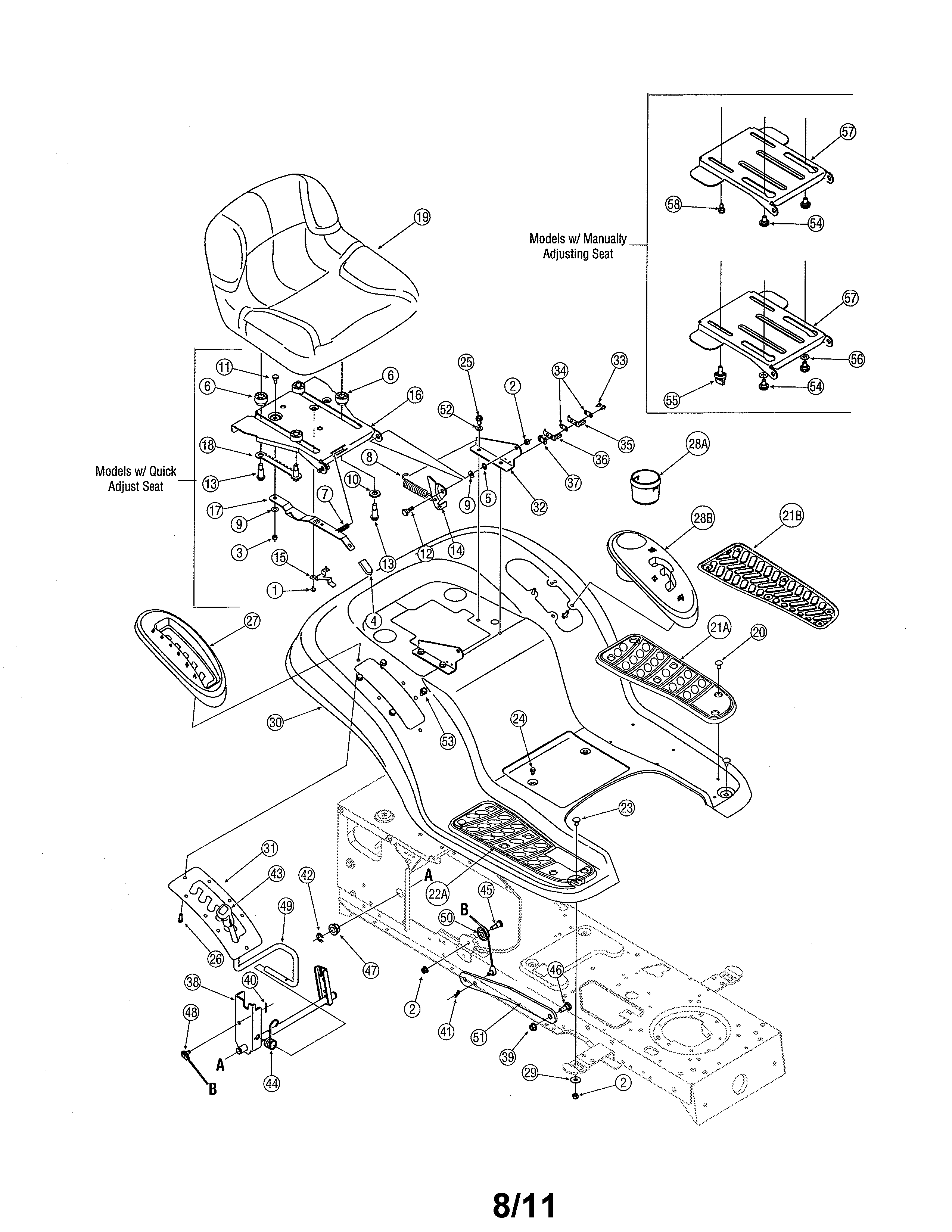 MTD 13AT605H718 fender/seat diagram