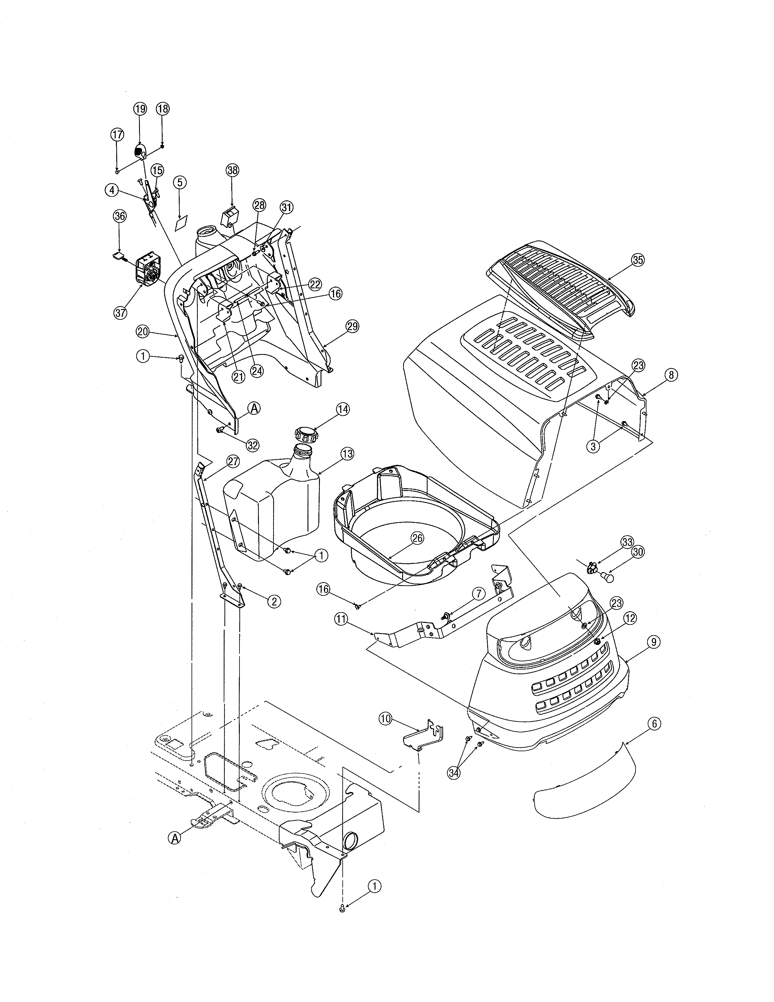 MTD 13AT605H718 hood/bumper diagram