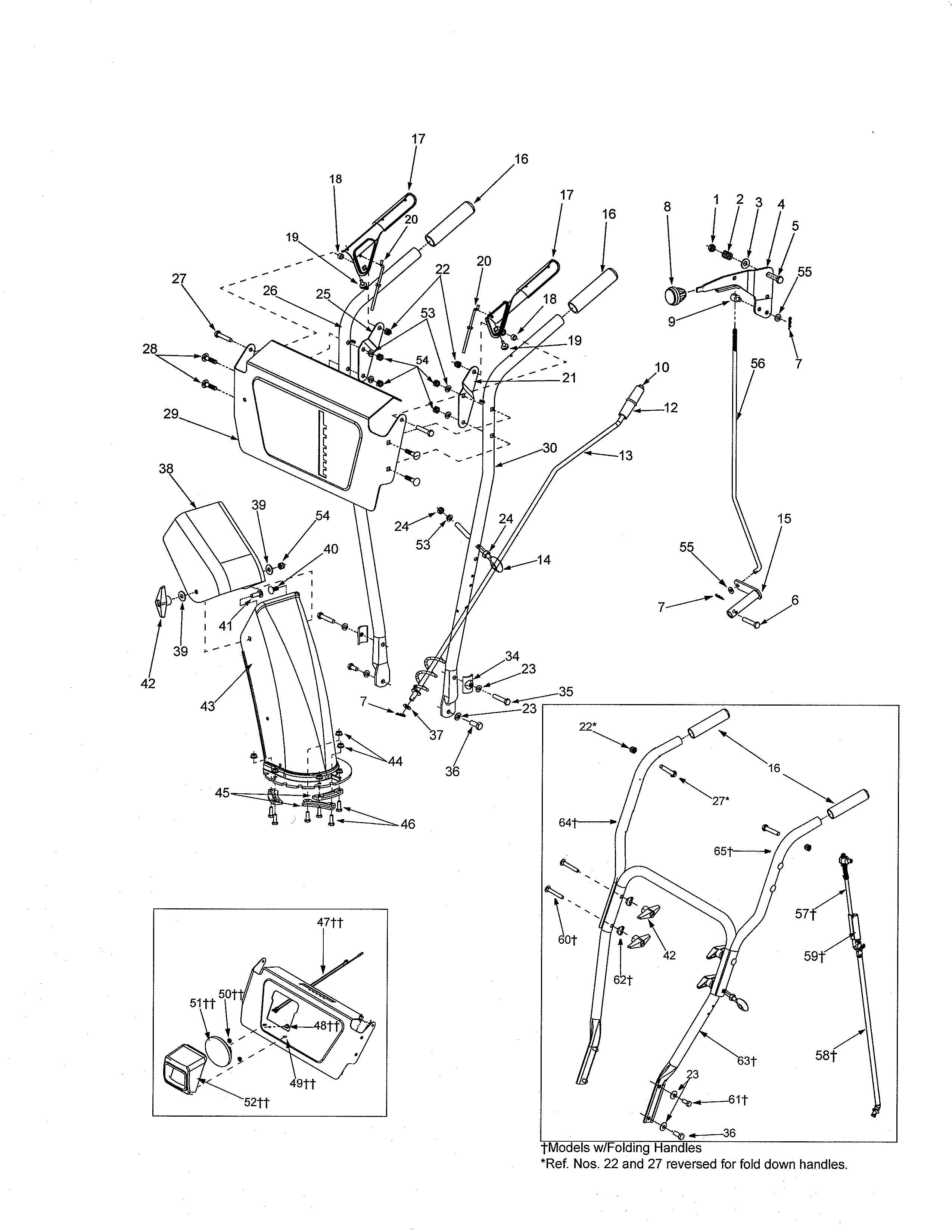 MTD 31BS644E129 handles/chute diagram
