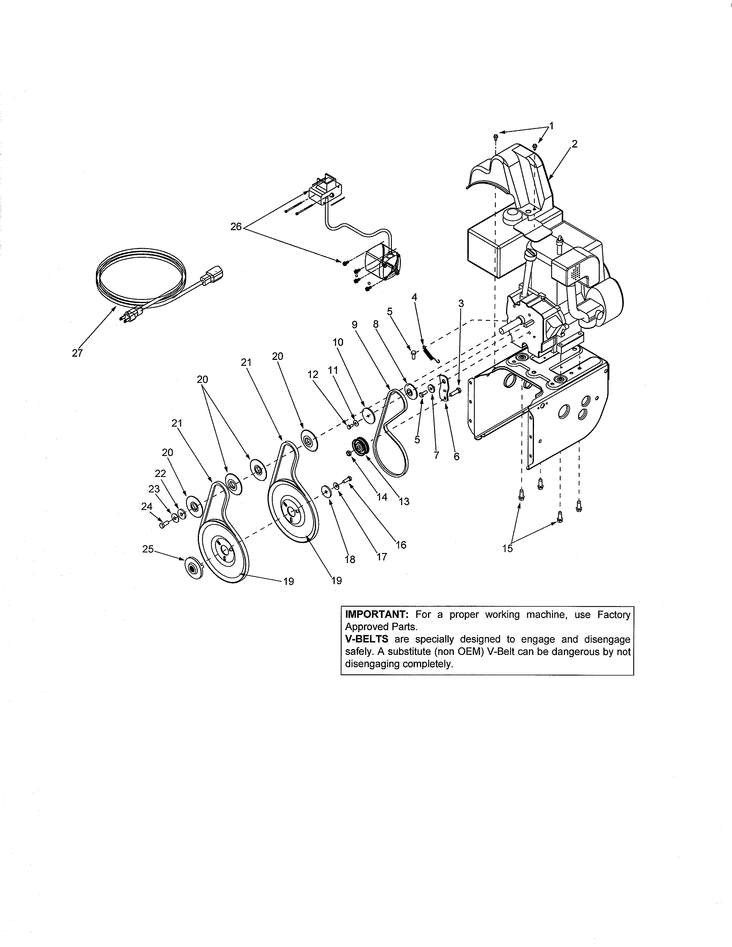 MTD 31BS644E129 auger pulley/electric start diagram