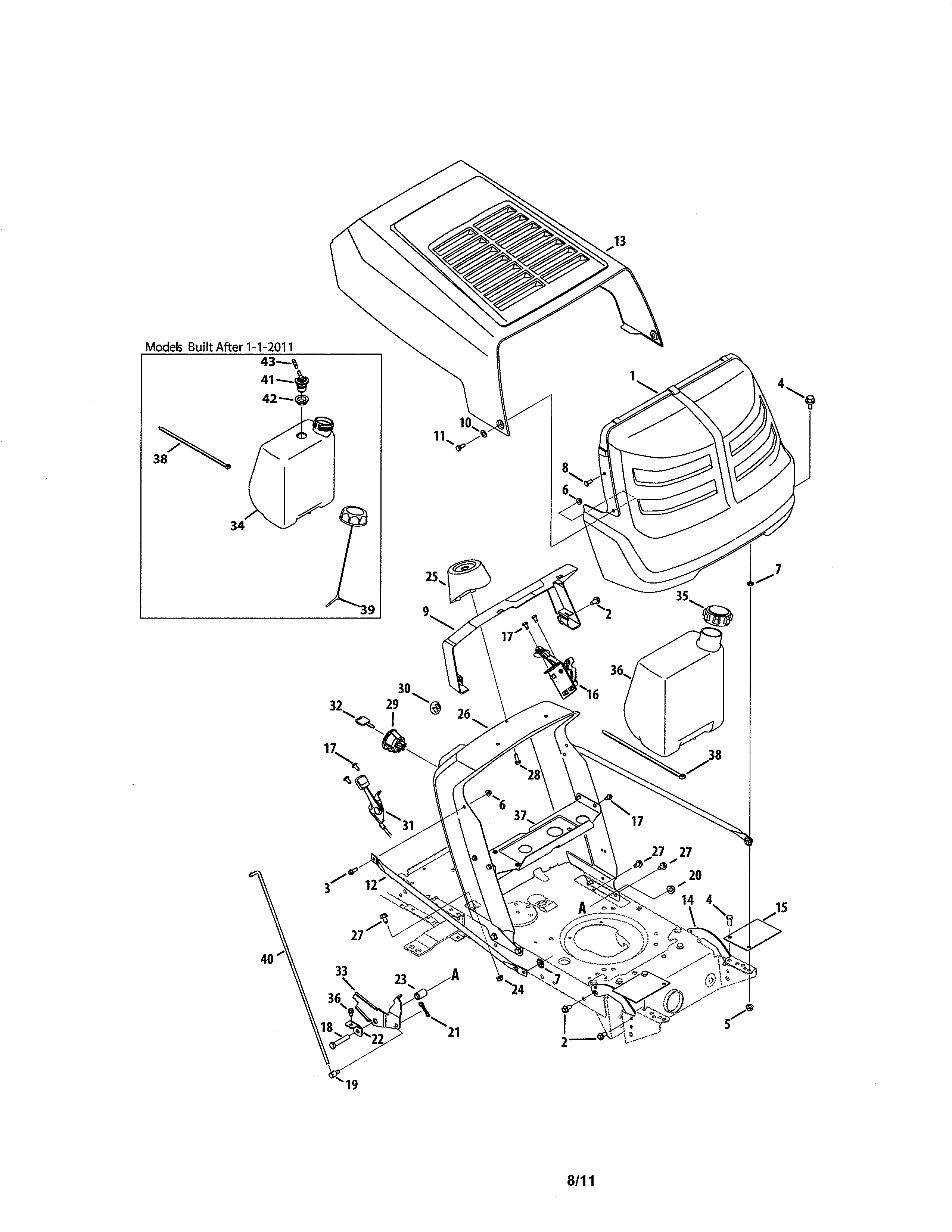 MTD 13AC76LF055 hood & dash diagram