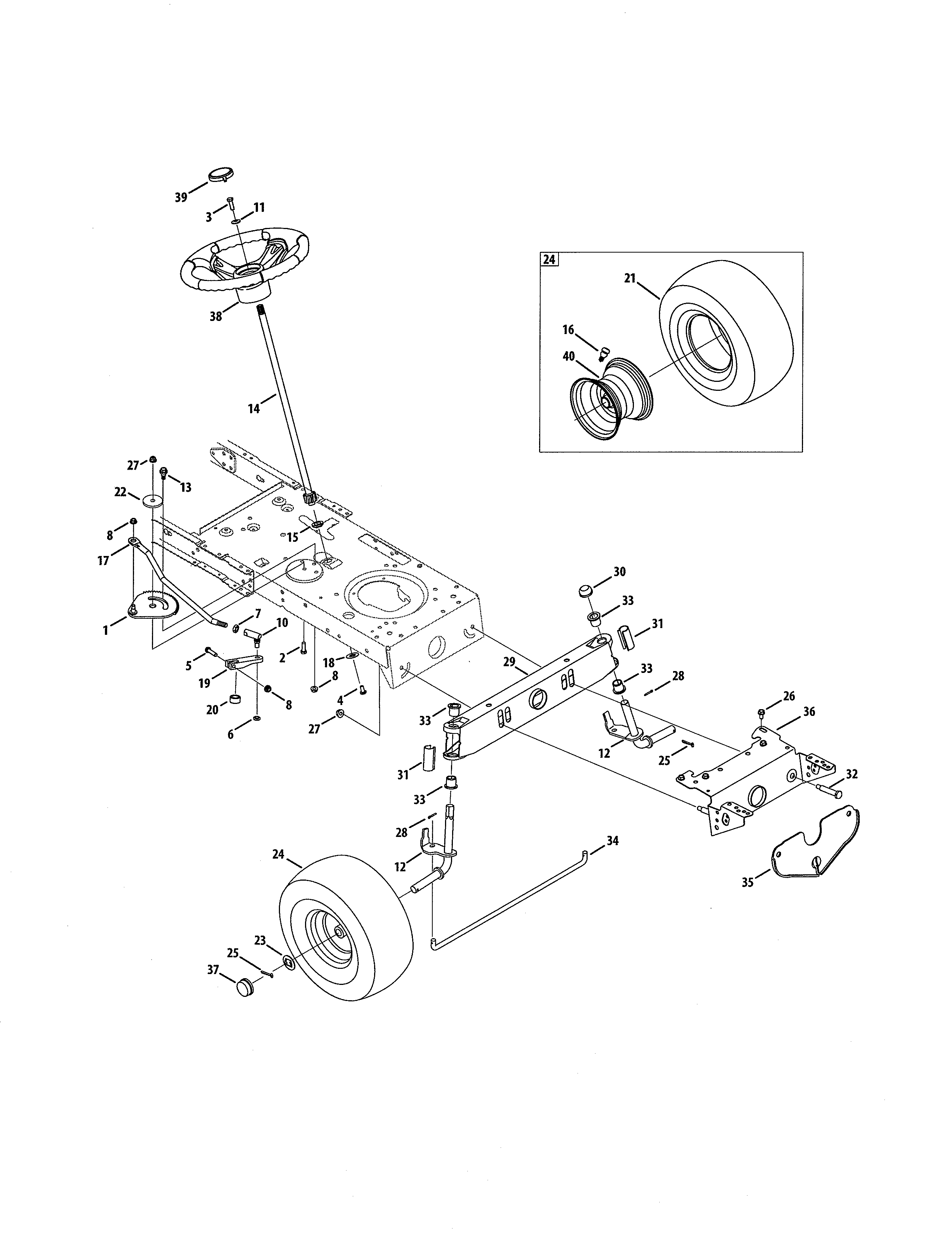 MTD 13AC76LF055 front end steering diagram