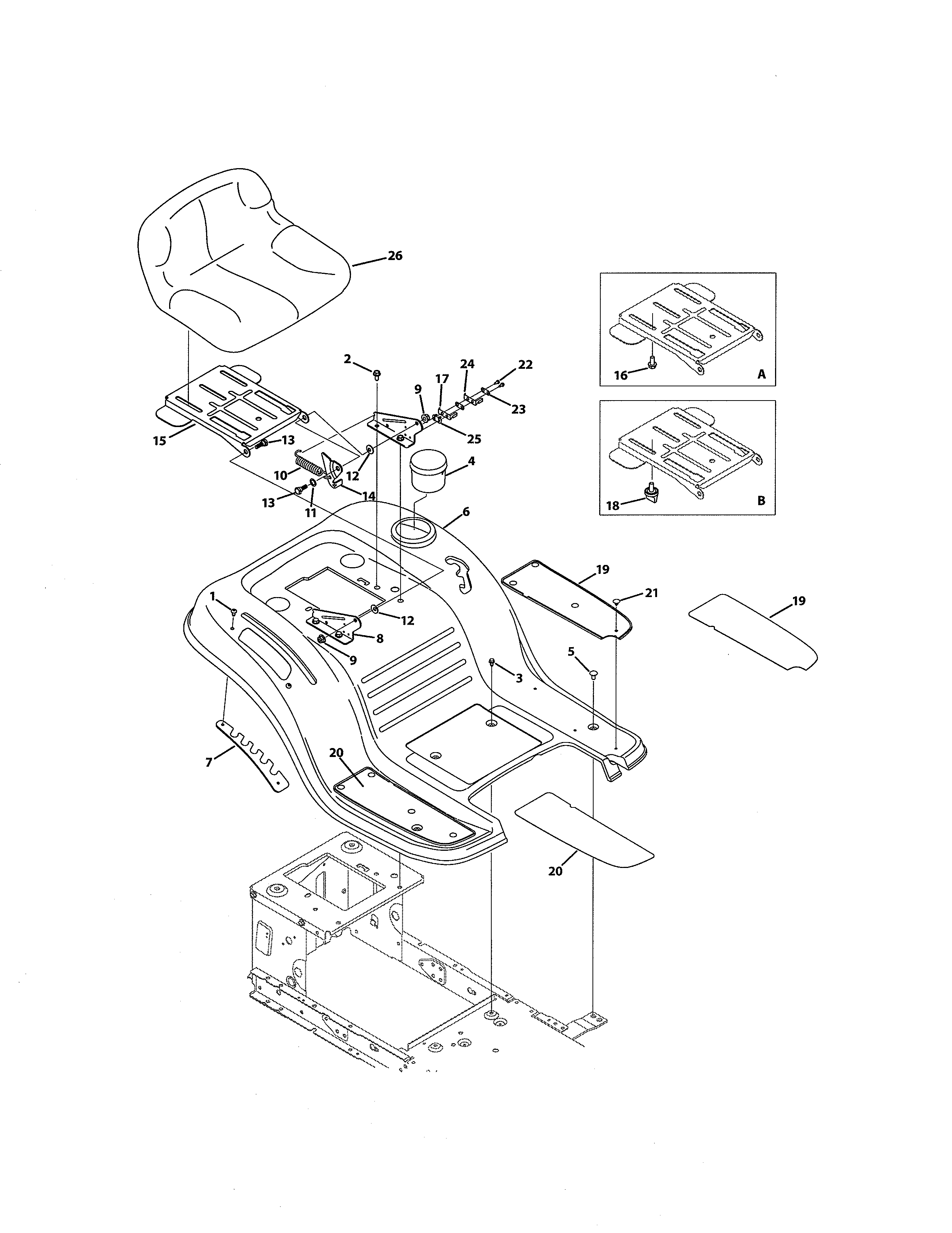 MTD 13AC76LF055 seat & fender diagram