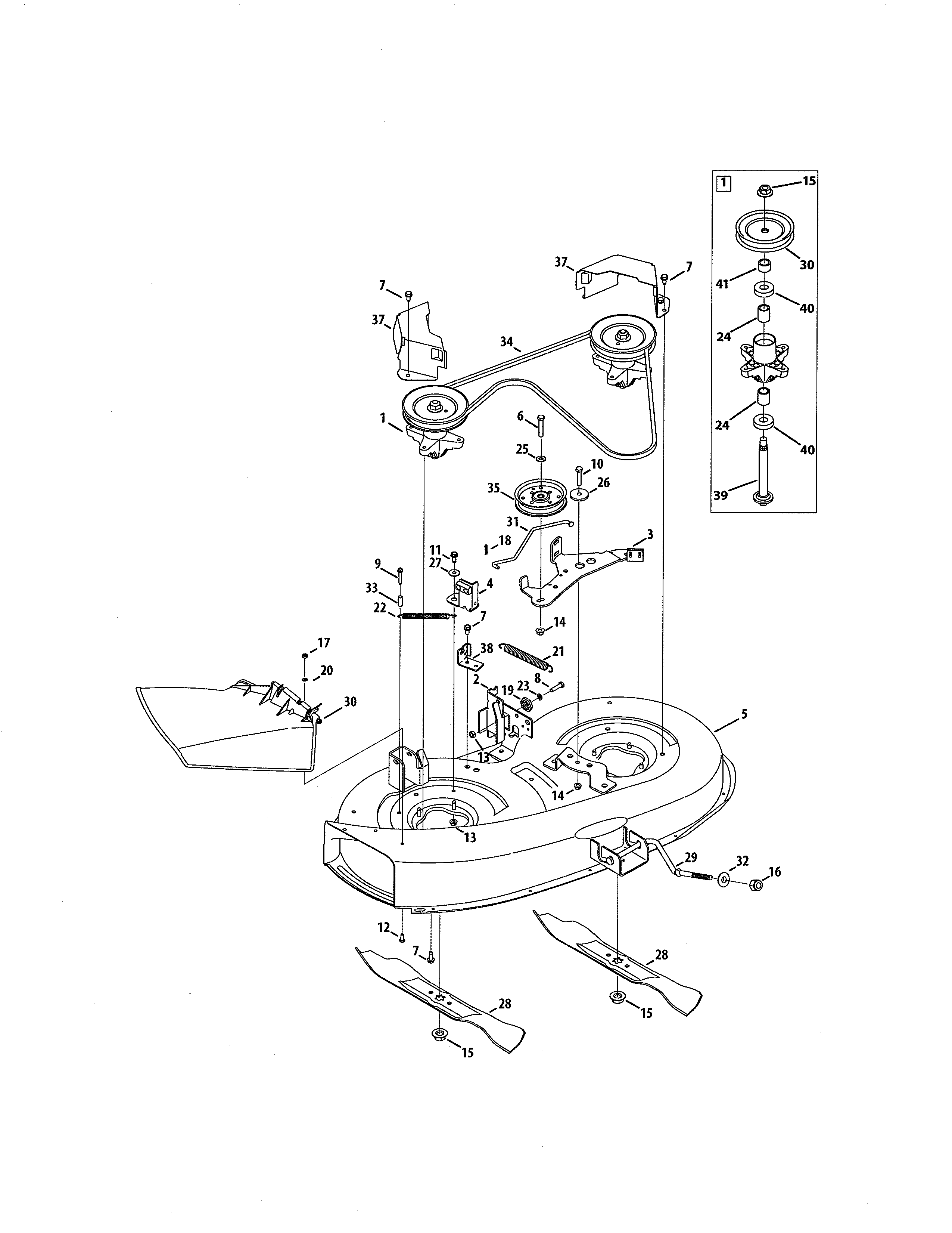 MTD 13AC76LF055 38" deck diagram