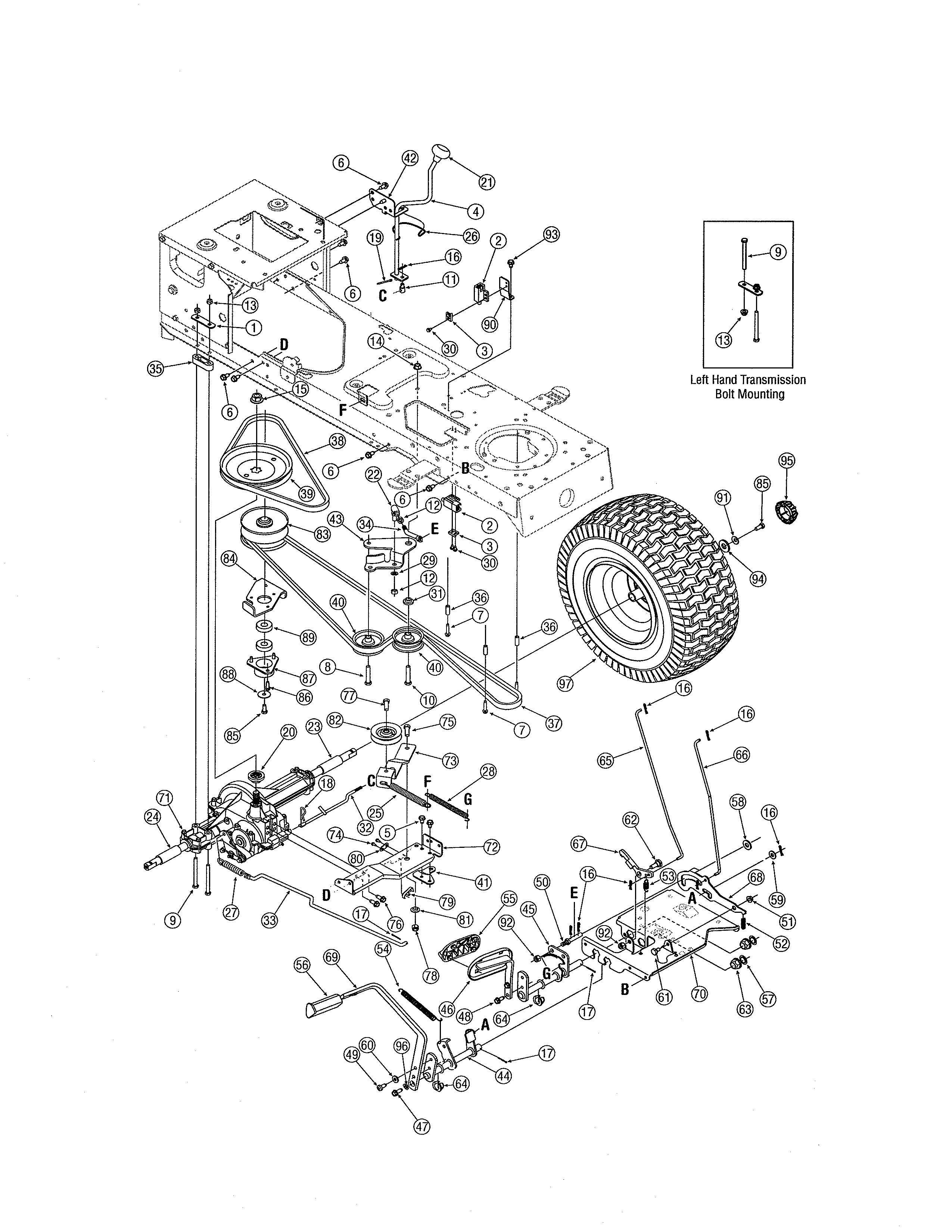 MTD 13AG601H729 drive diagram