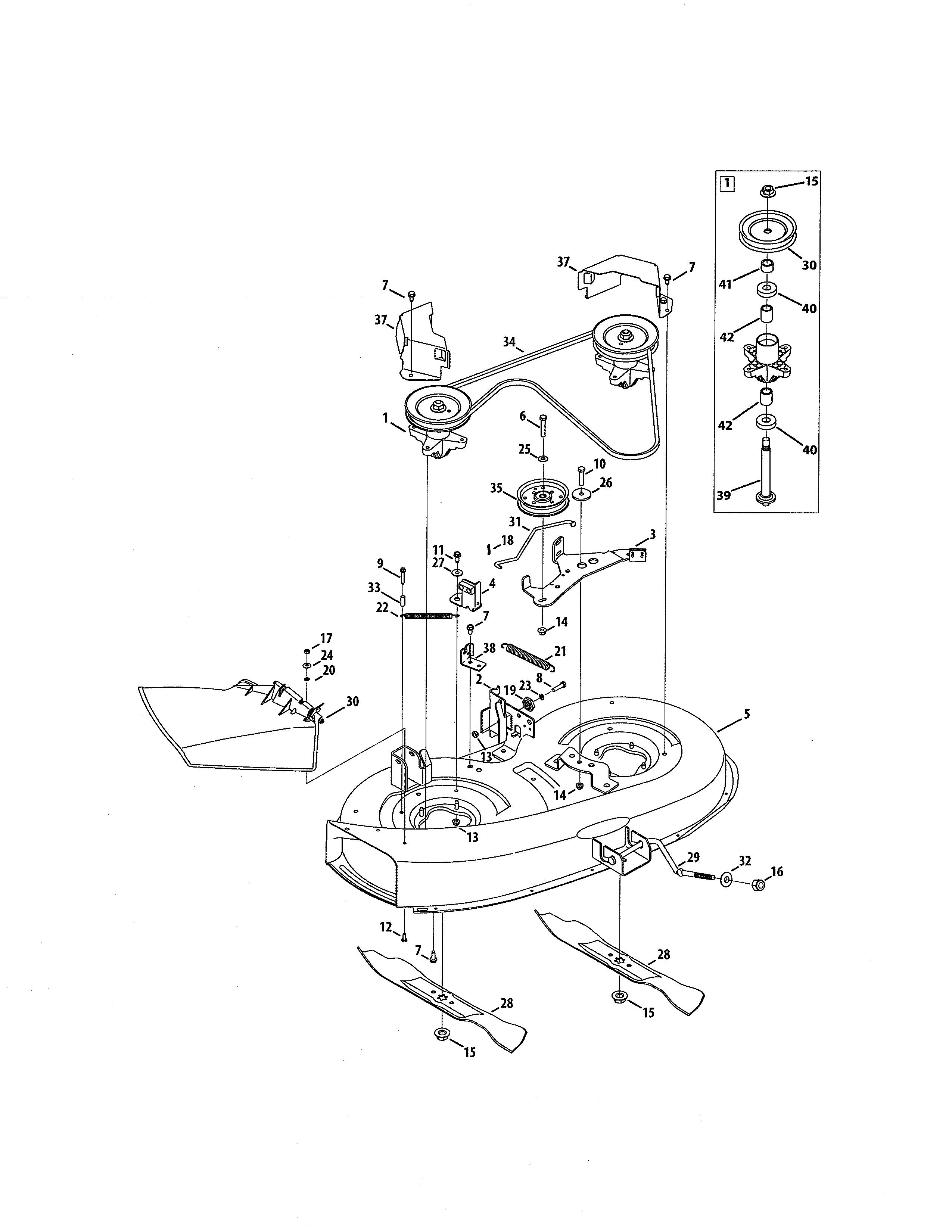 MTD 13WC76LF031 38" deck diagram