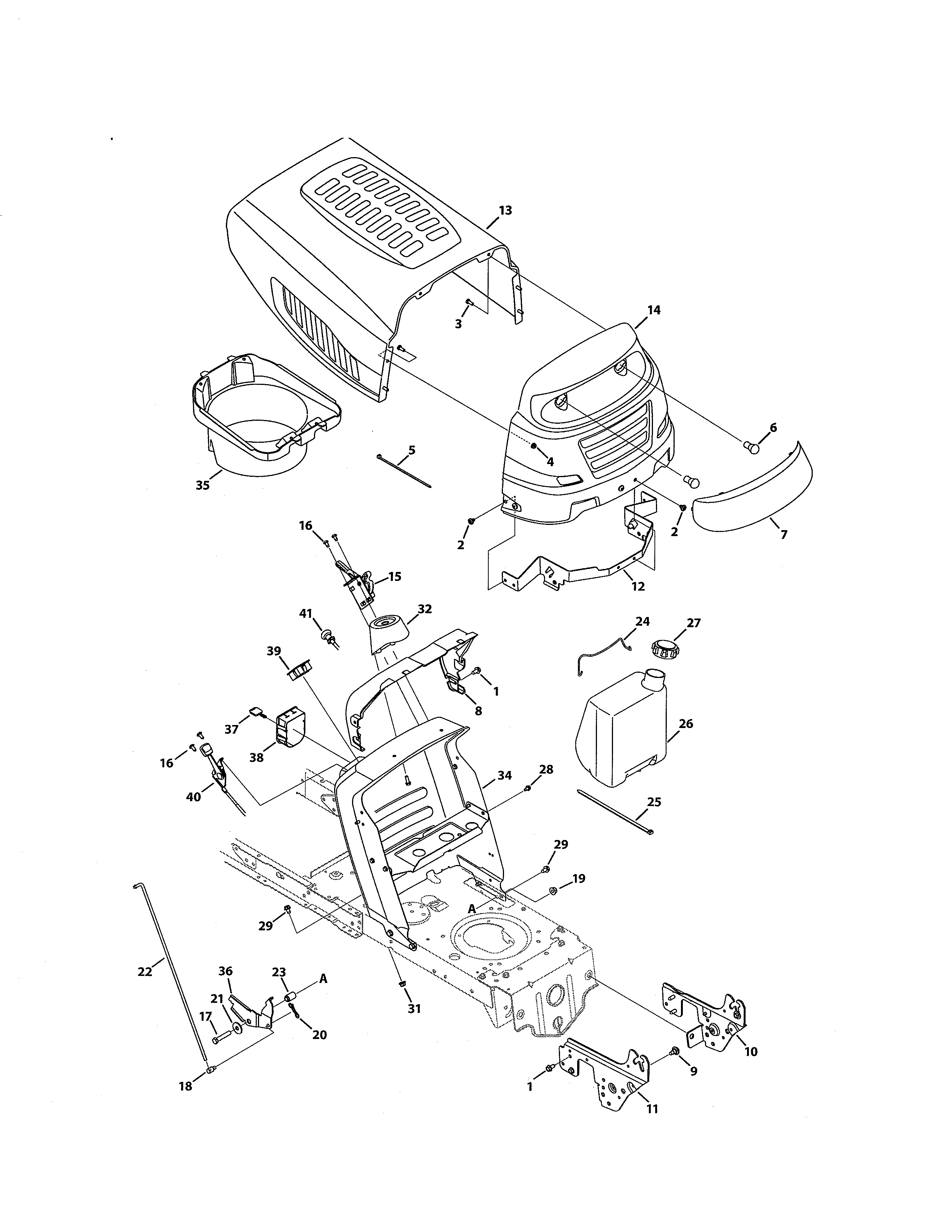 MTD 769-05404 5 style hood with plenum diagram