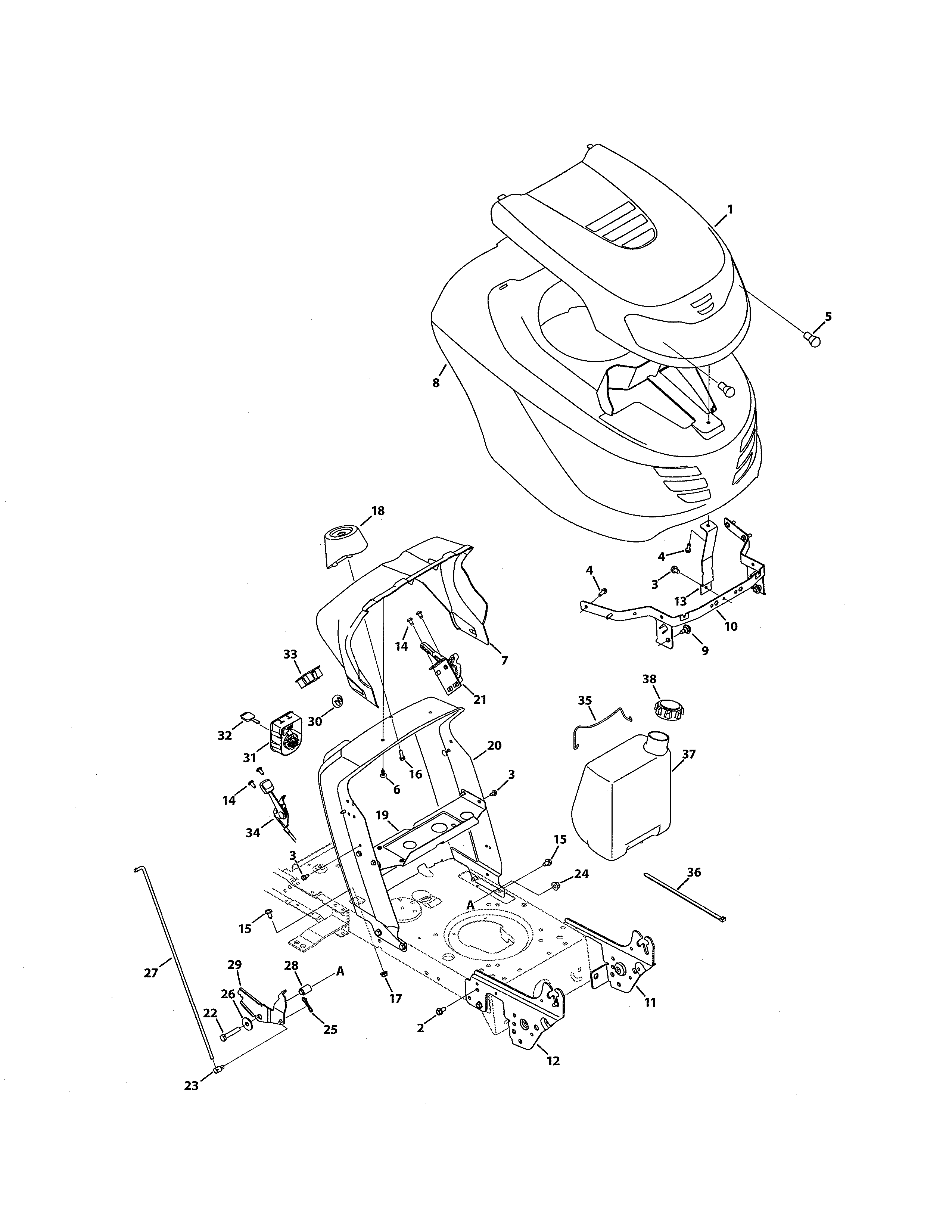MTD 769-05404 g style hood diagram