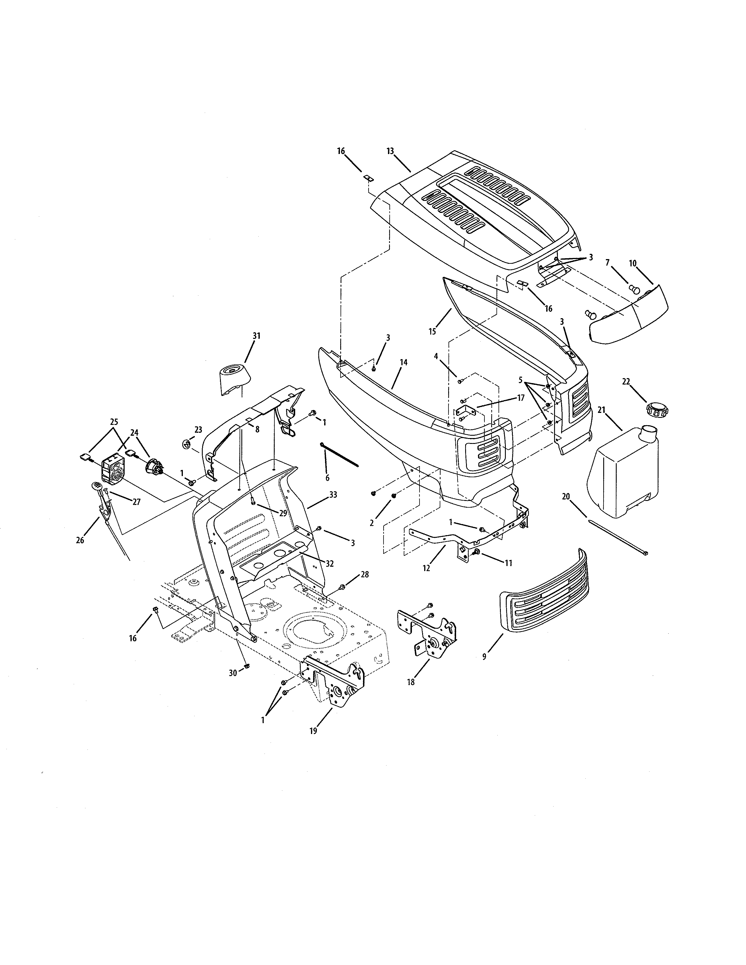 MTD 769-05404 t style hood diagram