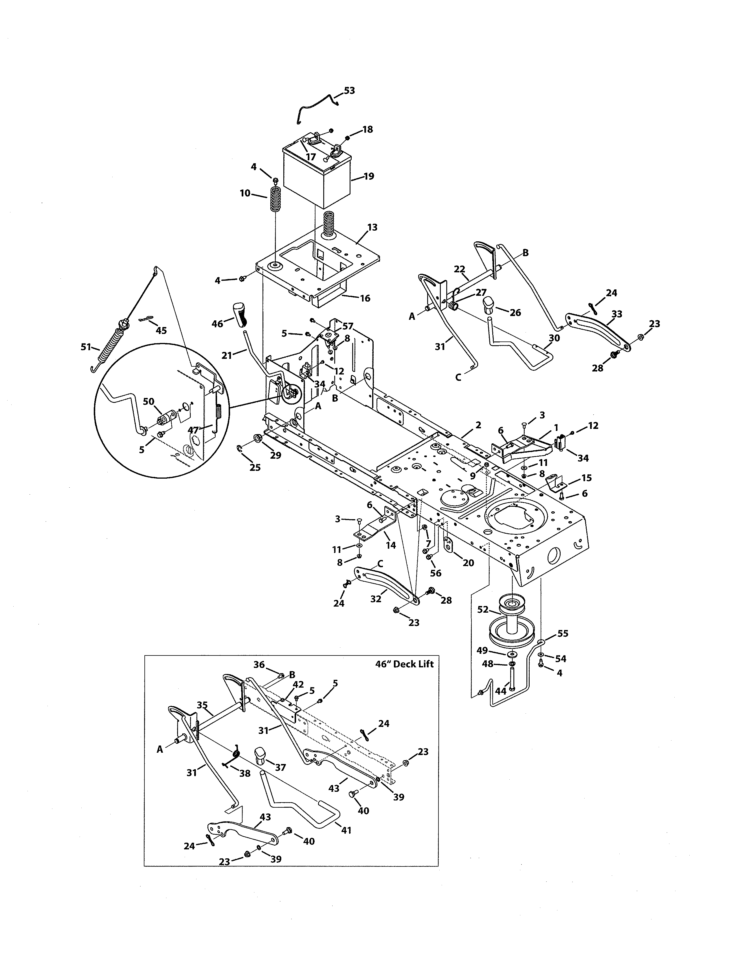 MTD 769-05404 frame & pto lift diagram
