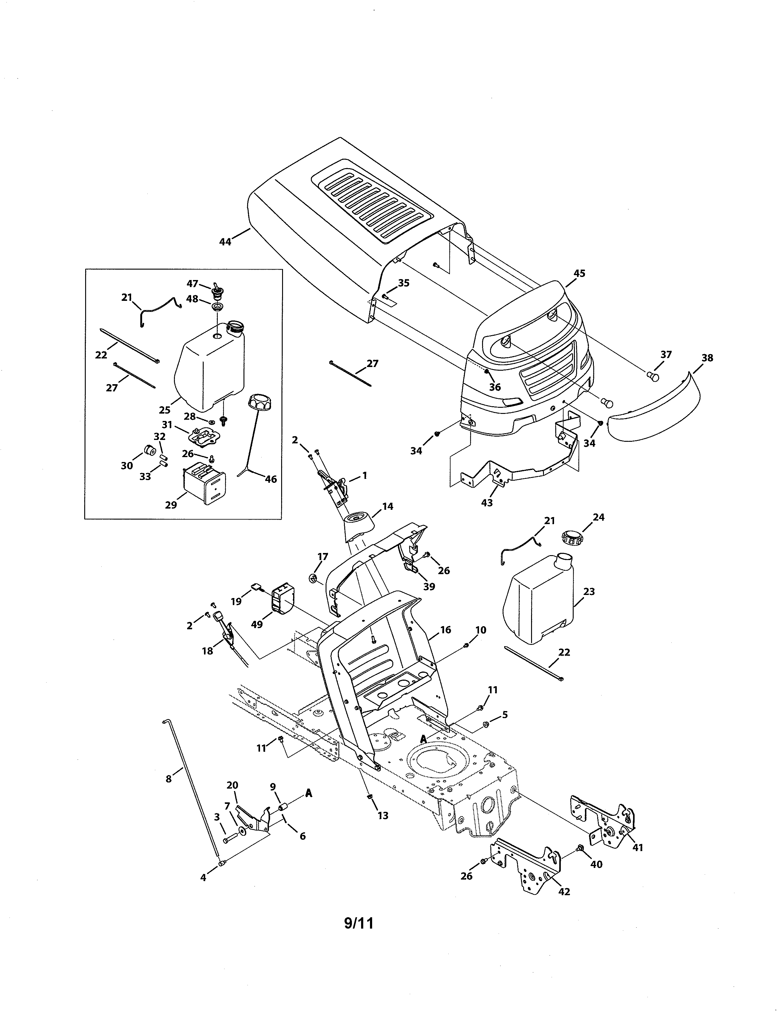 MTD 13AN772G055 1 style hood diagram