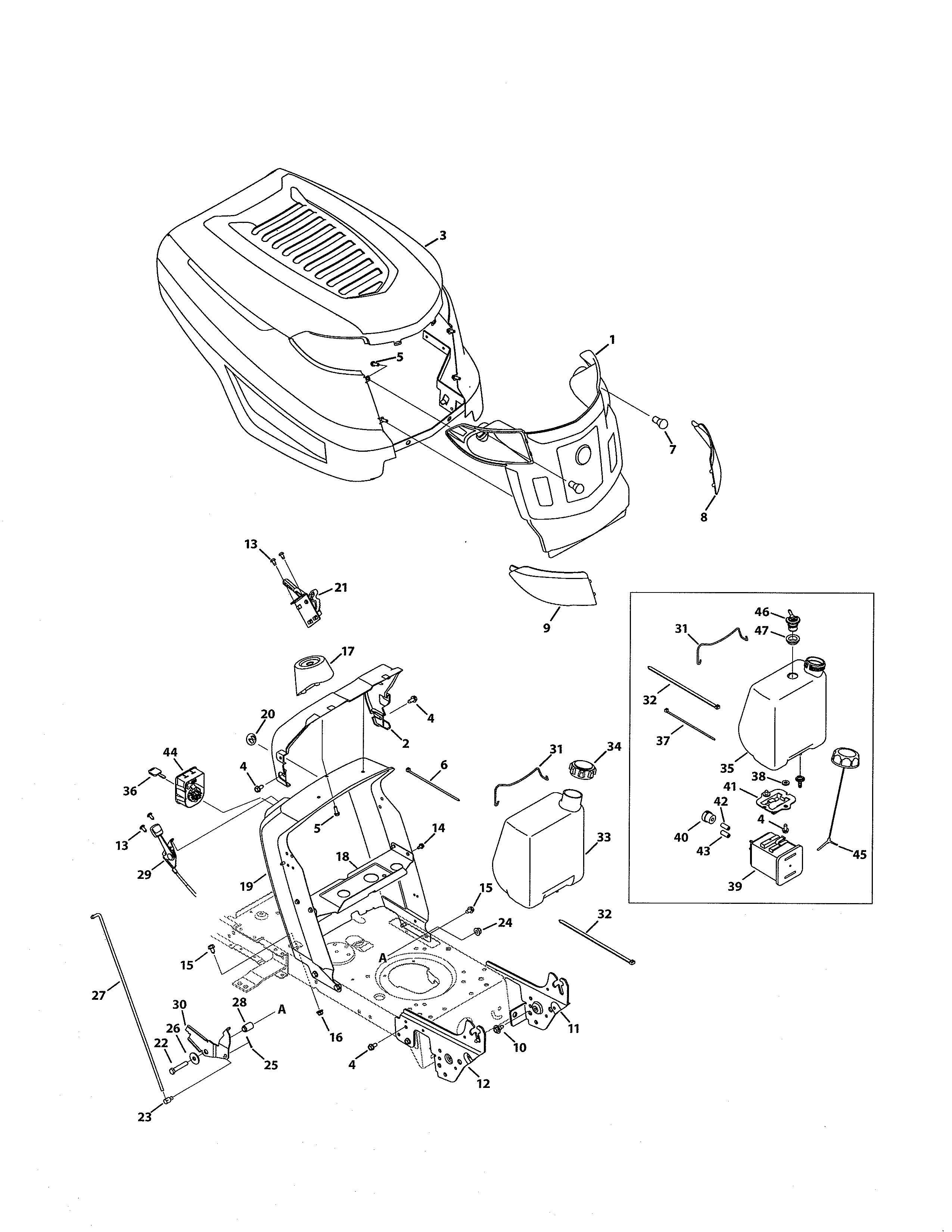 MTD 13AN772G055 k style hood diagram