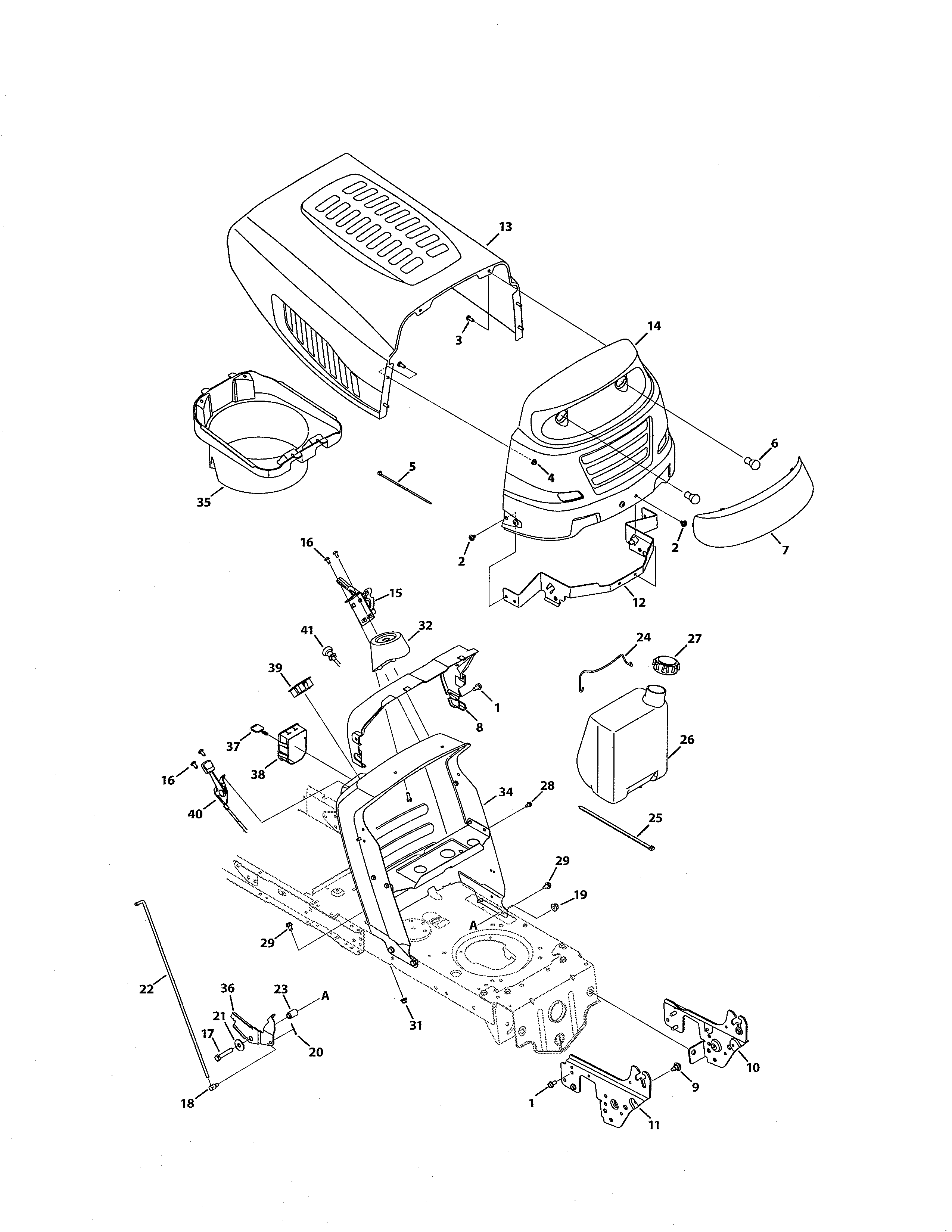 MTD 13AN772G055 5 style hood with plenum diagram