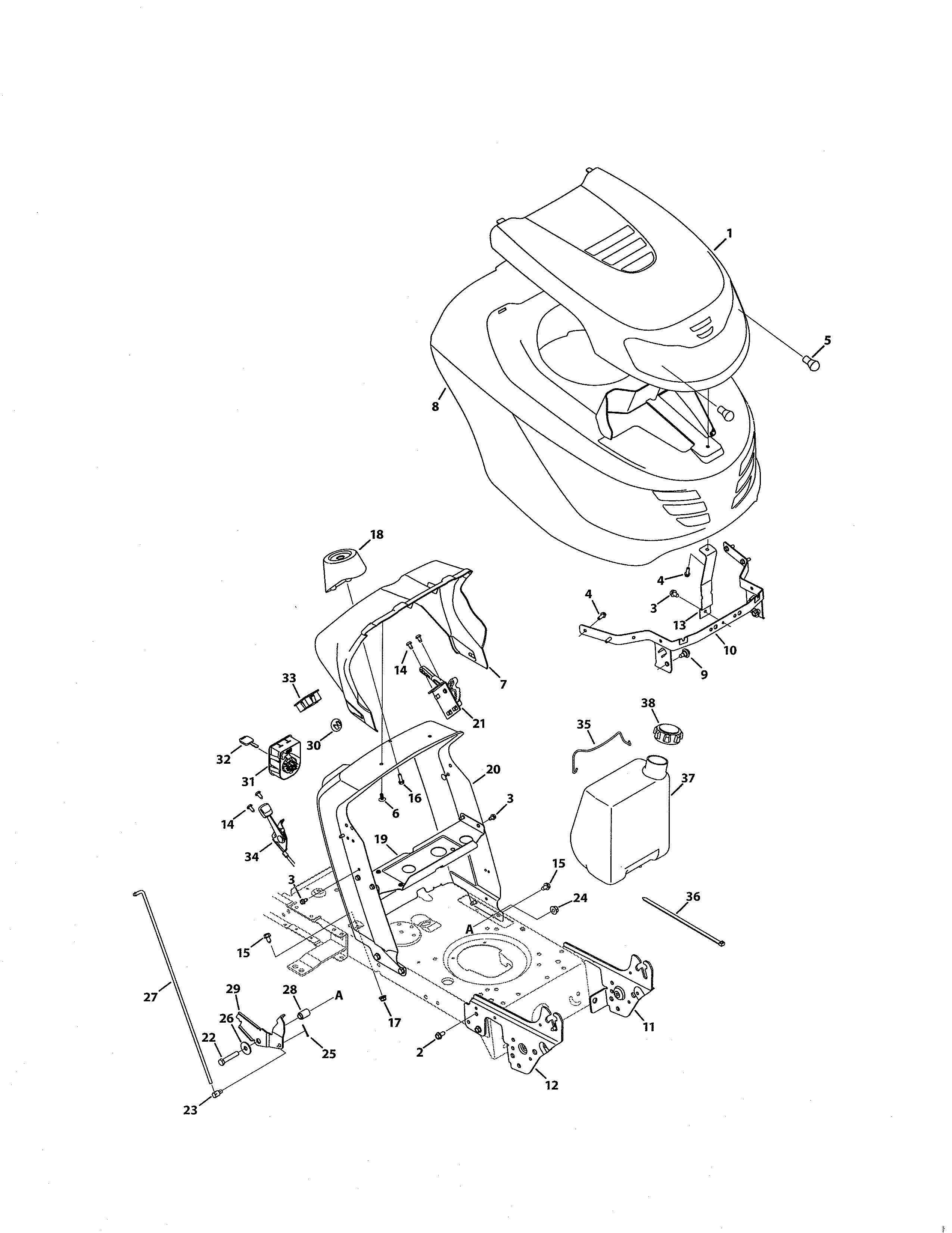 MTD 13AN772G055 g style hood diagram