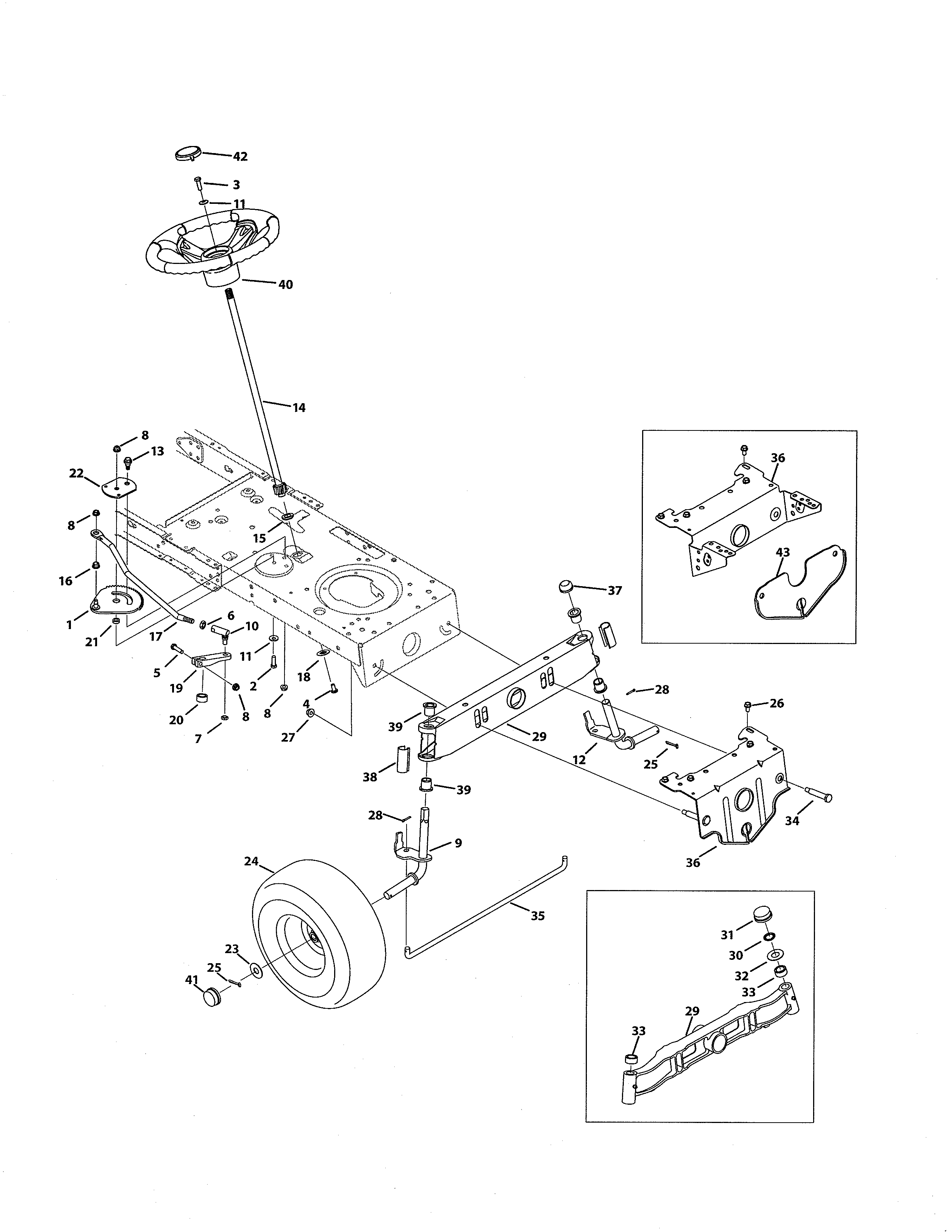 MTD 13AN772G055 front end steering diagram