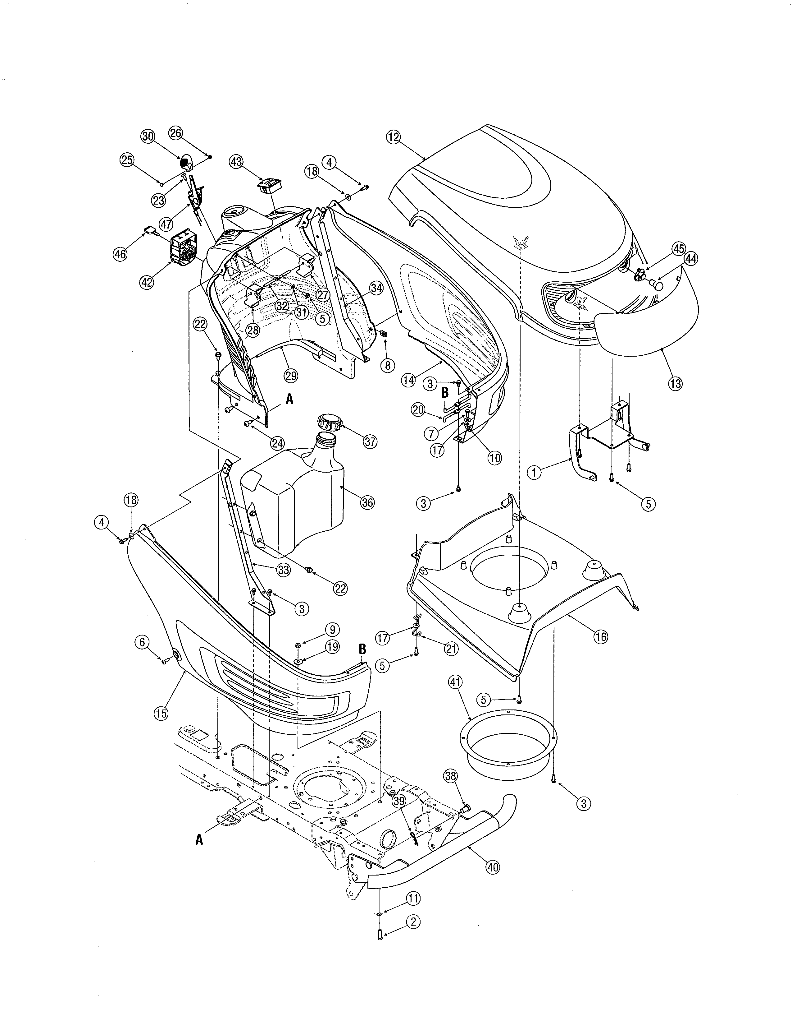 MTD 13AL606G730 hood/bumper diagram