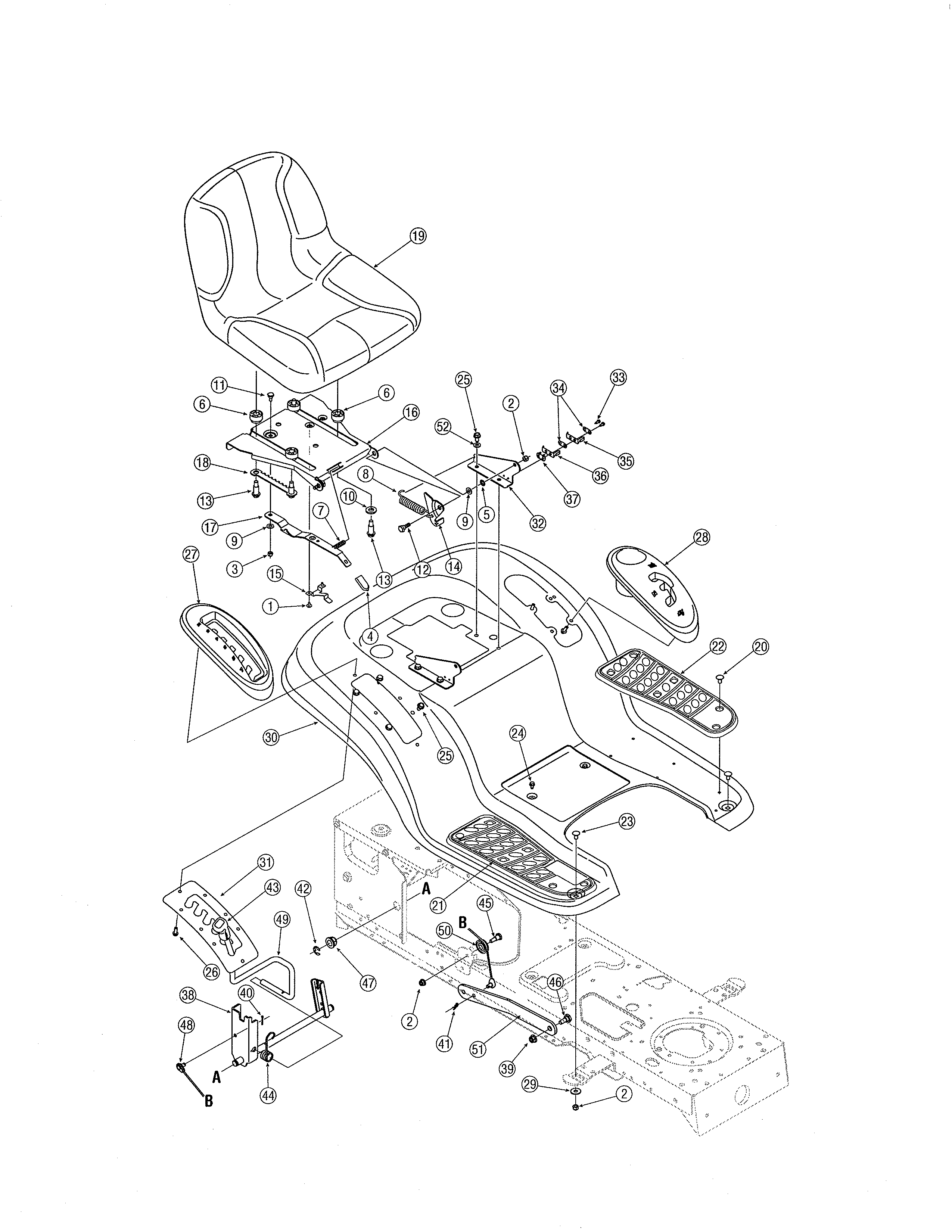 MTD 13AL606G730 seat & fender diagram