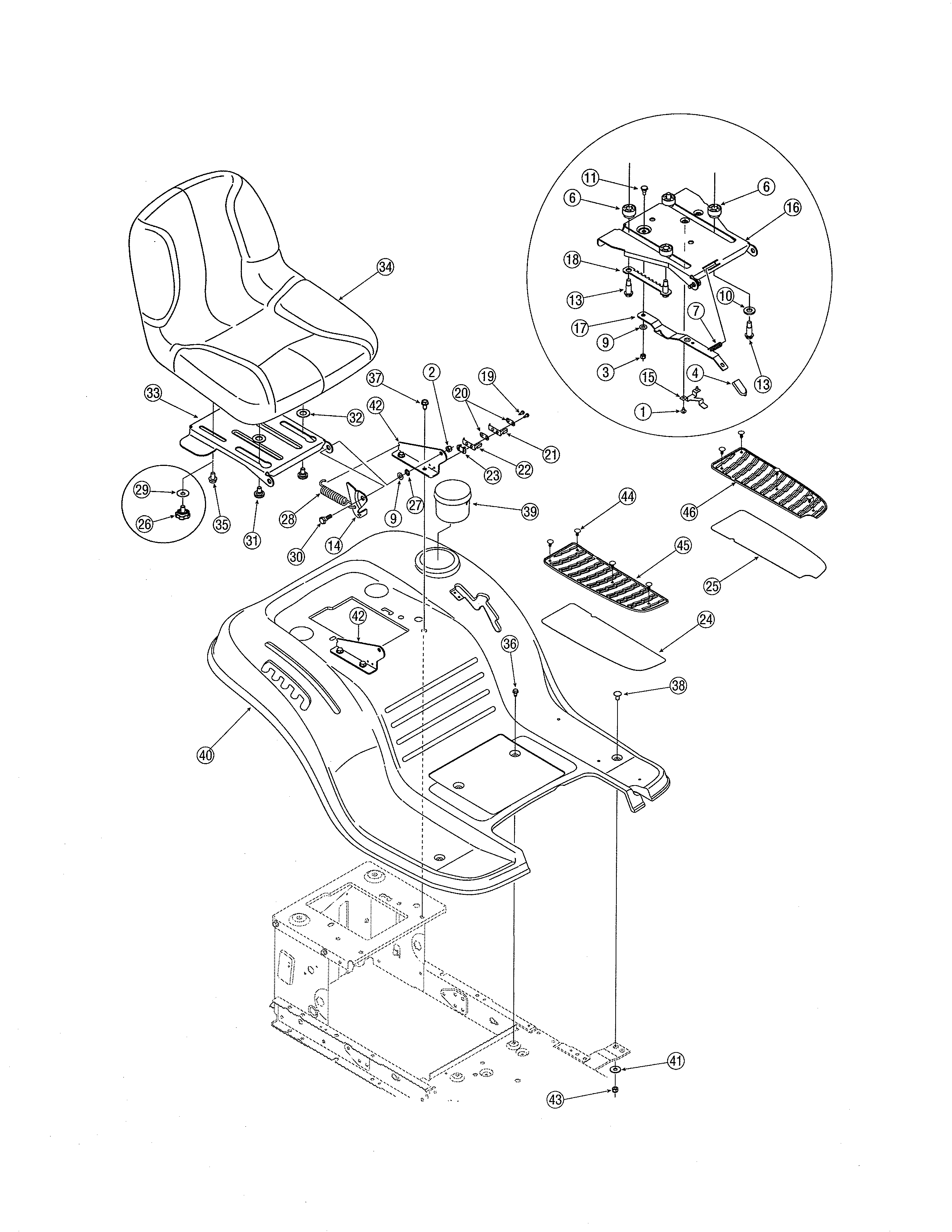 MTD 13AN791G755 seat & fender diagram