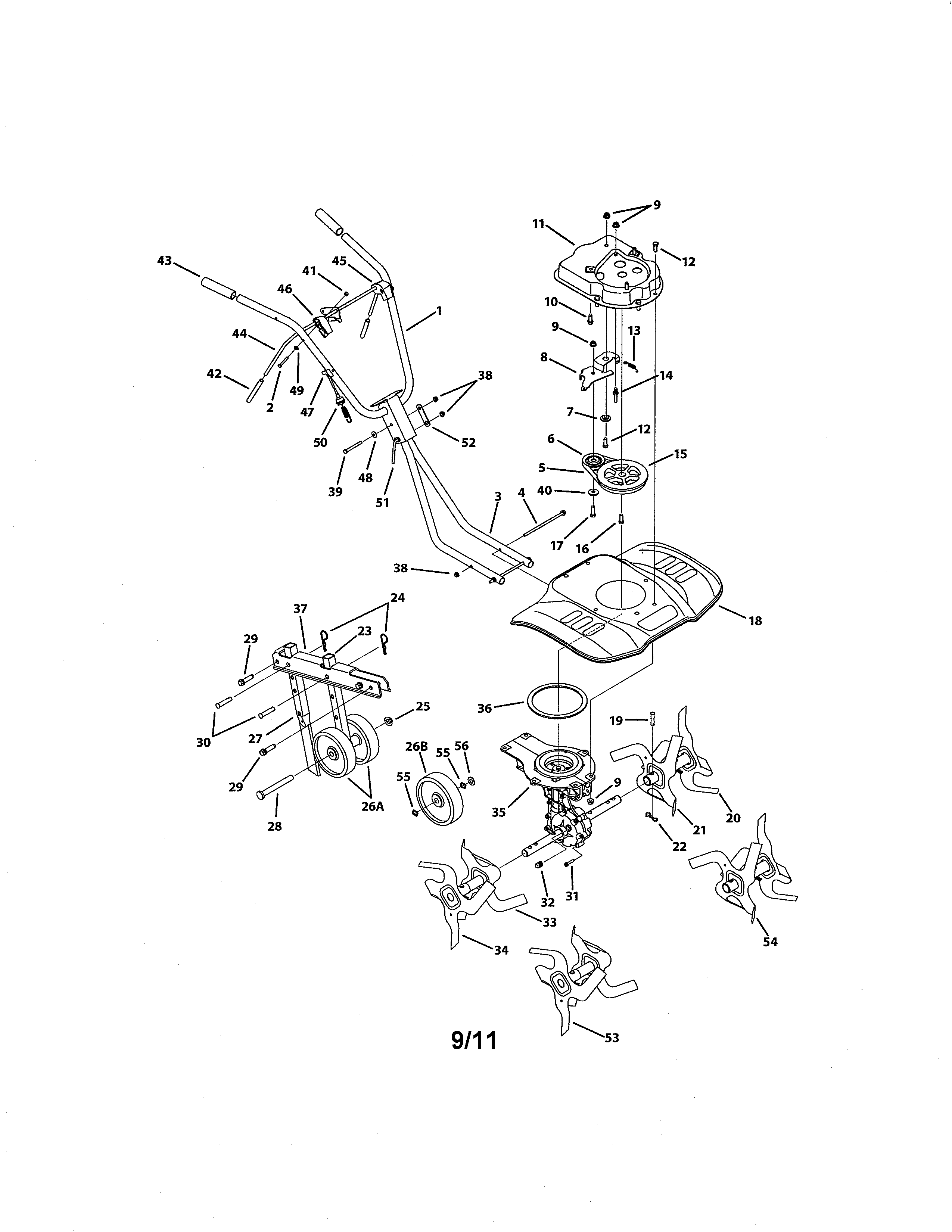 MTD 21A-210H031 front tine tiller diagram
