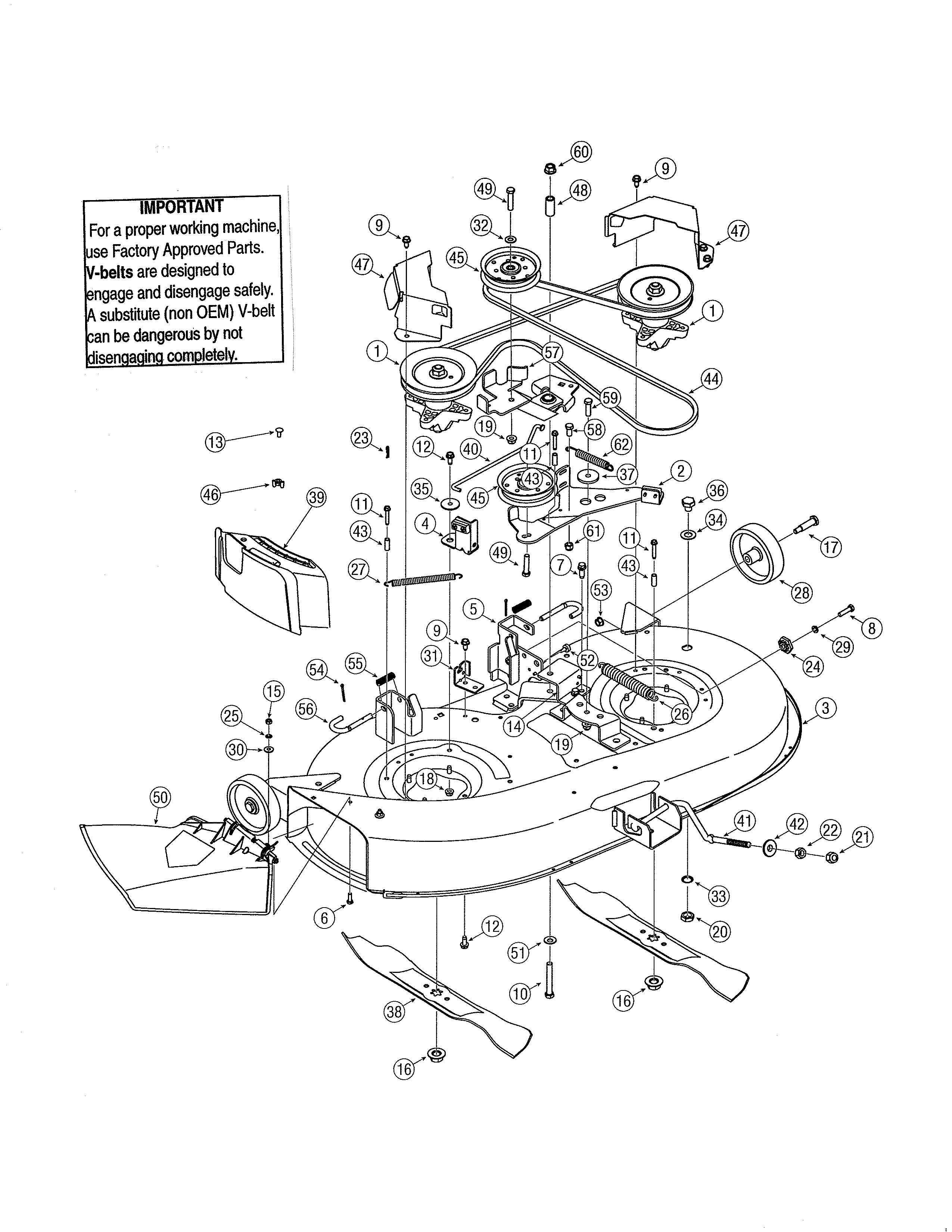 Yard-Man 13AX605G755 42" deck - manual pto diagram