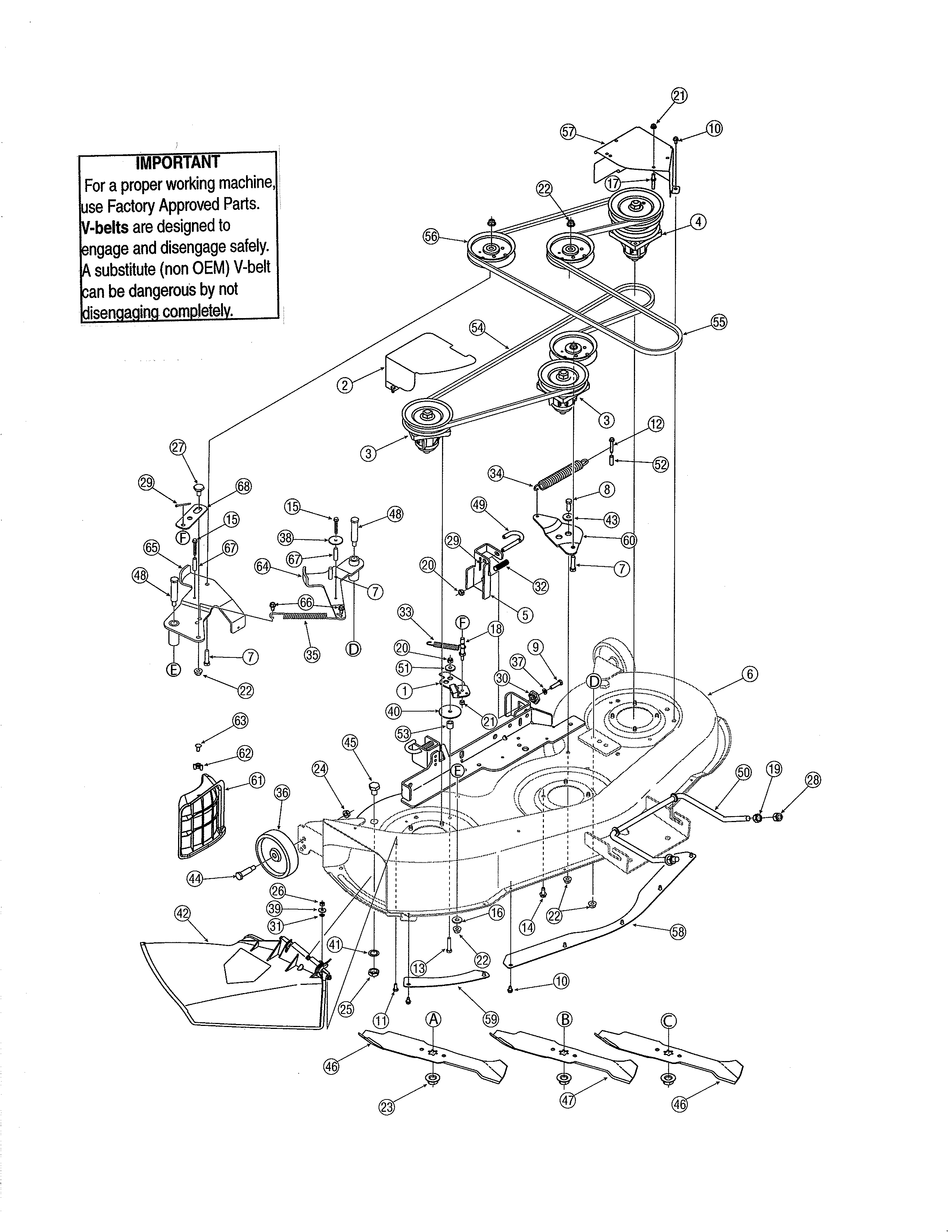 Yard-Man 13AX605G755 46" deck - manual pto diagram