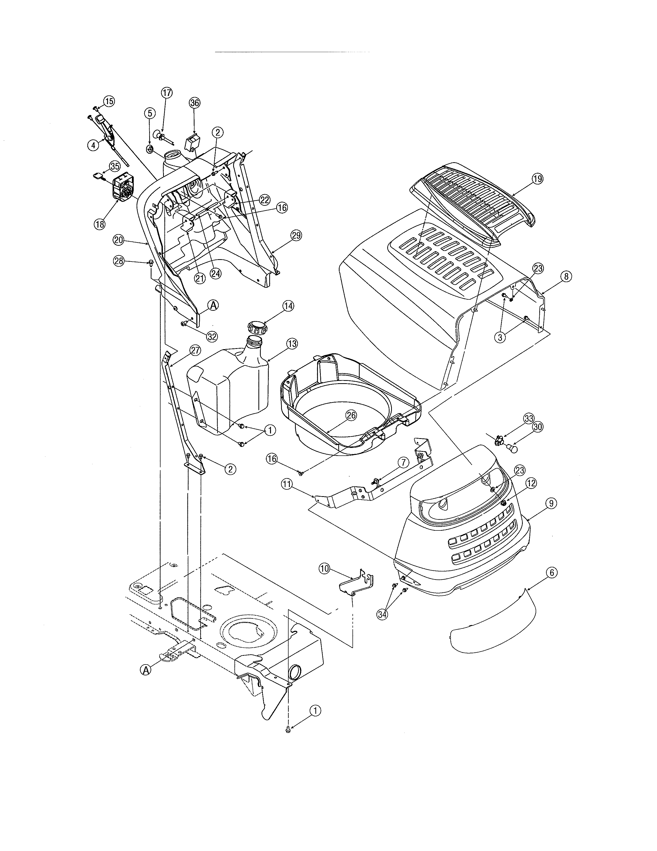MTD 13BP605H755 hood/bumper diagram