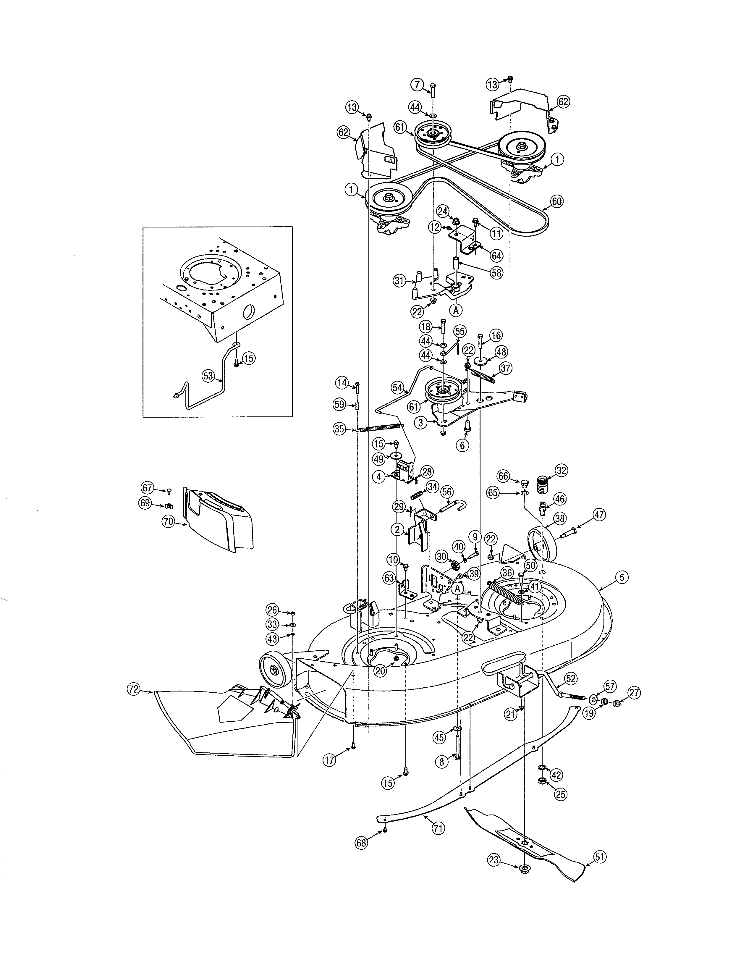 MTD 13BP605H755 42" manual pto deck diagram