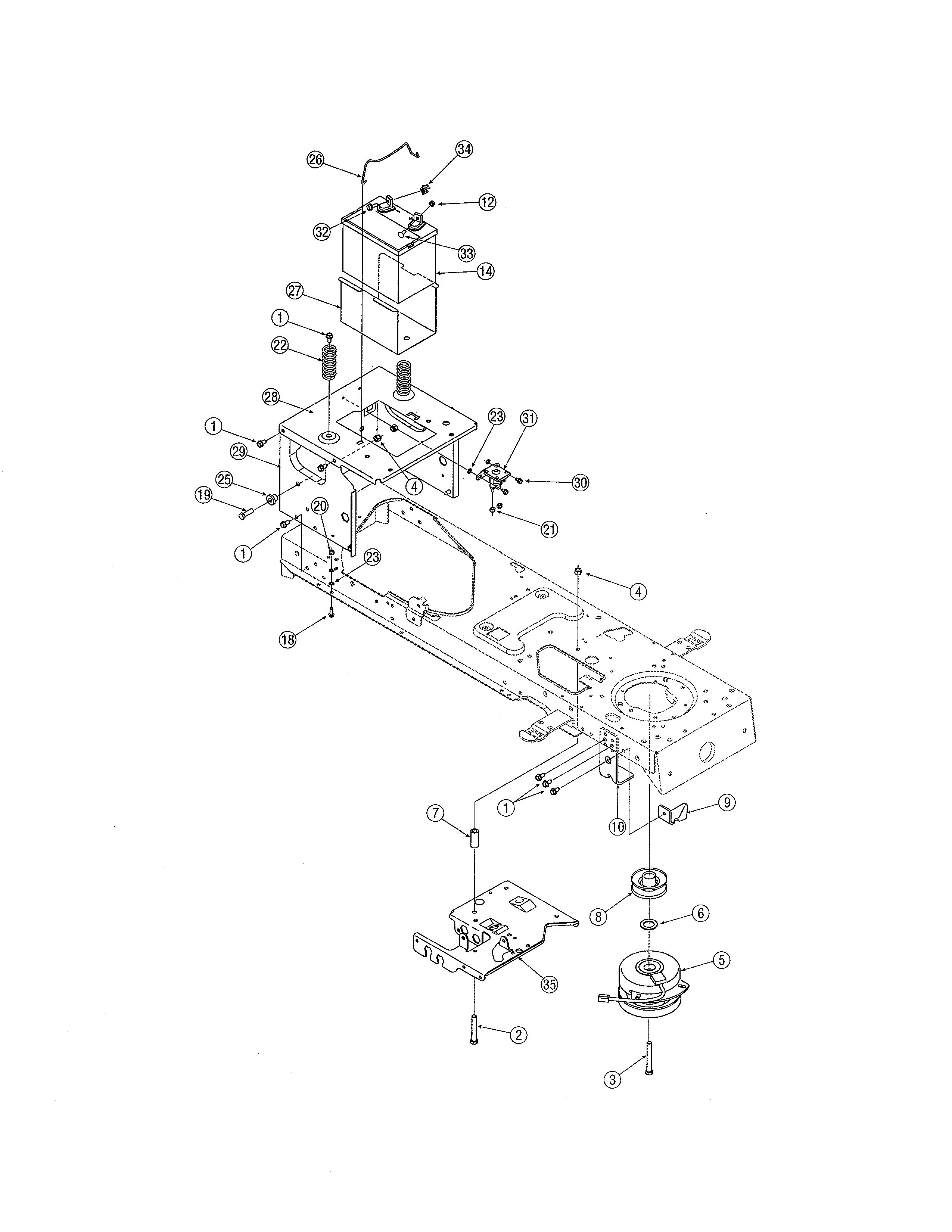 MTD 13AR606P730 pto clutch/battery diagram
