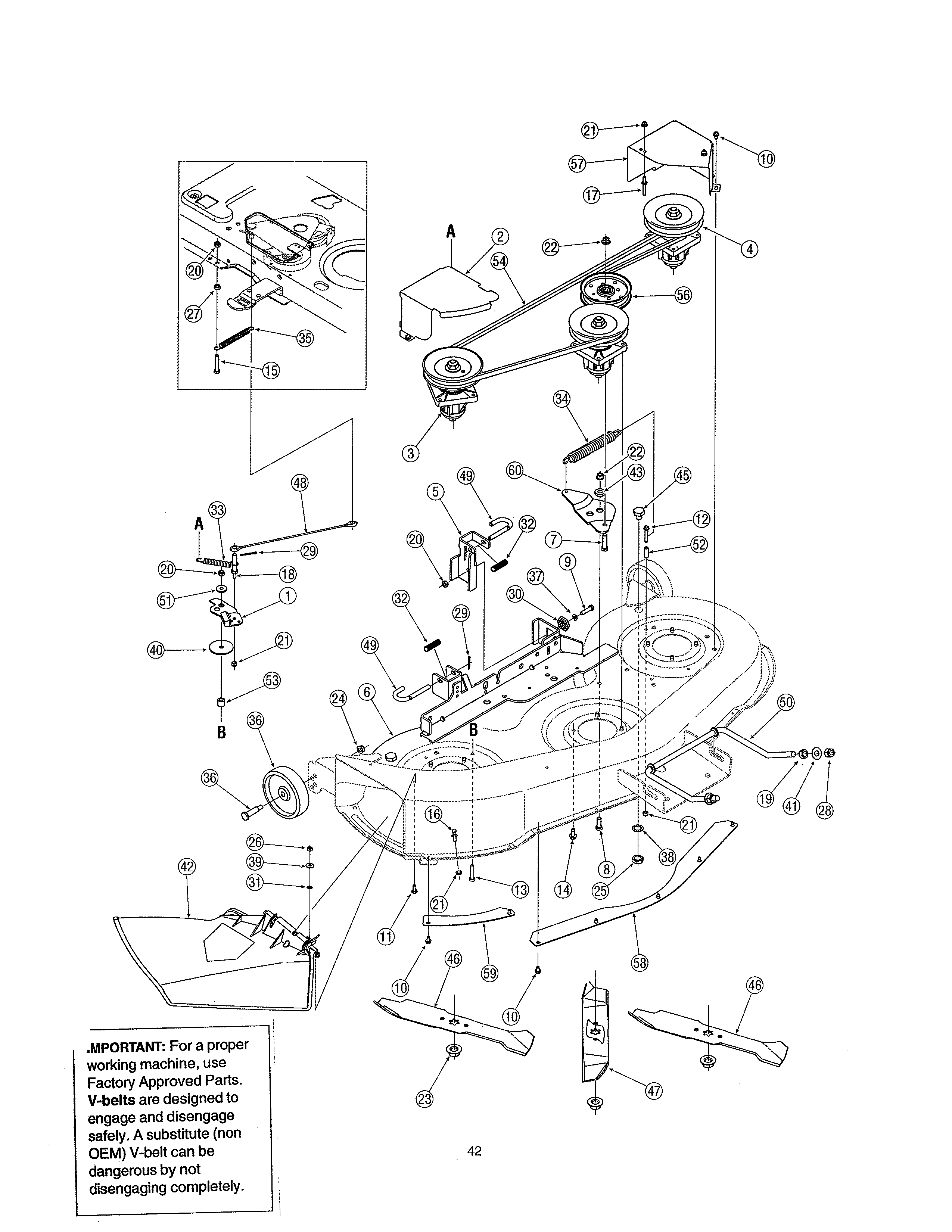 MTD 13AR606P730 46" deck diagram