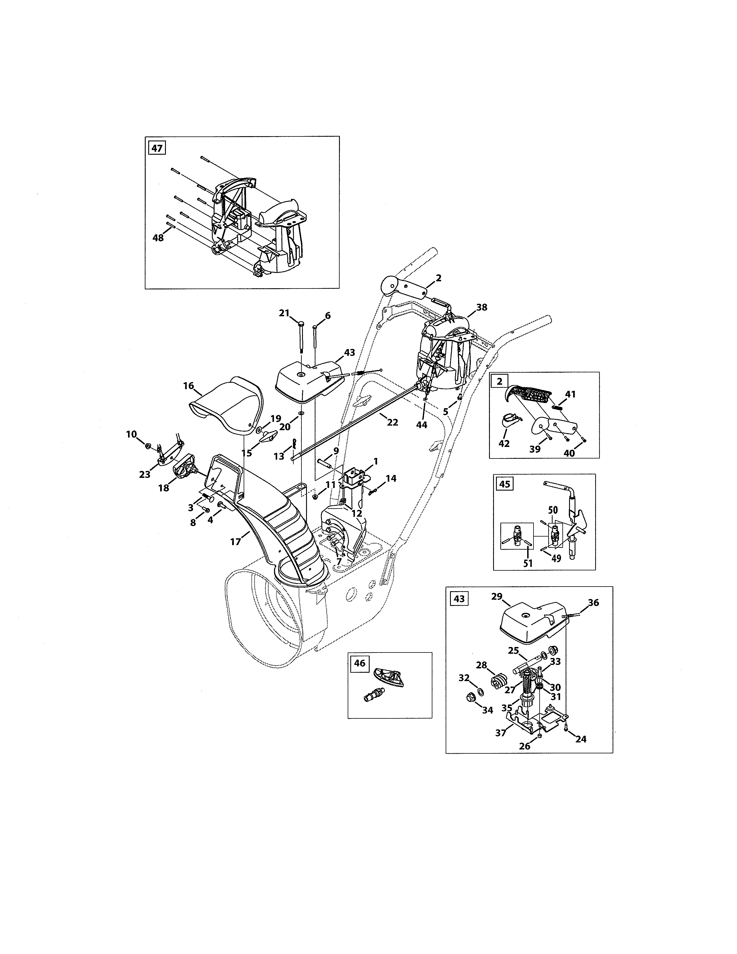 MTD 31AH64EG700 2-way & 4-way extended chute diagram