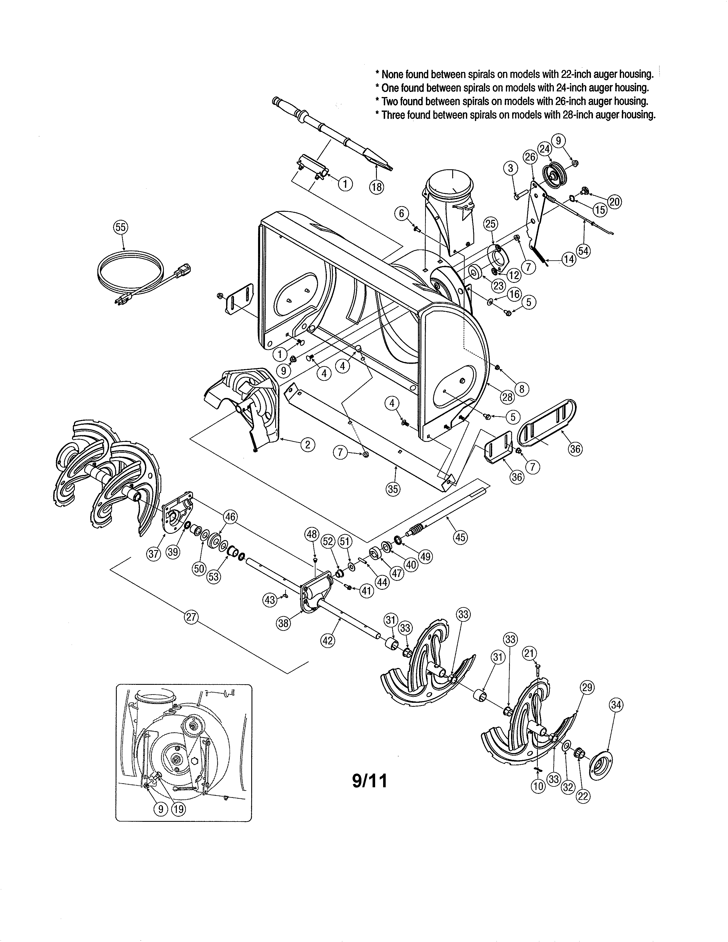 MTD 31AE6BHE718 auger & housing diagram