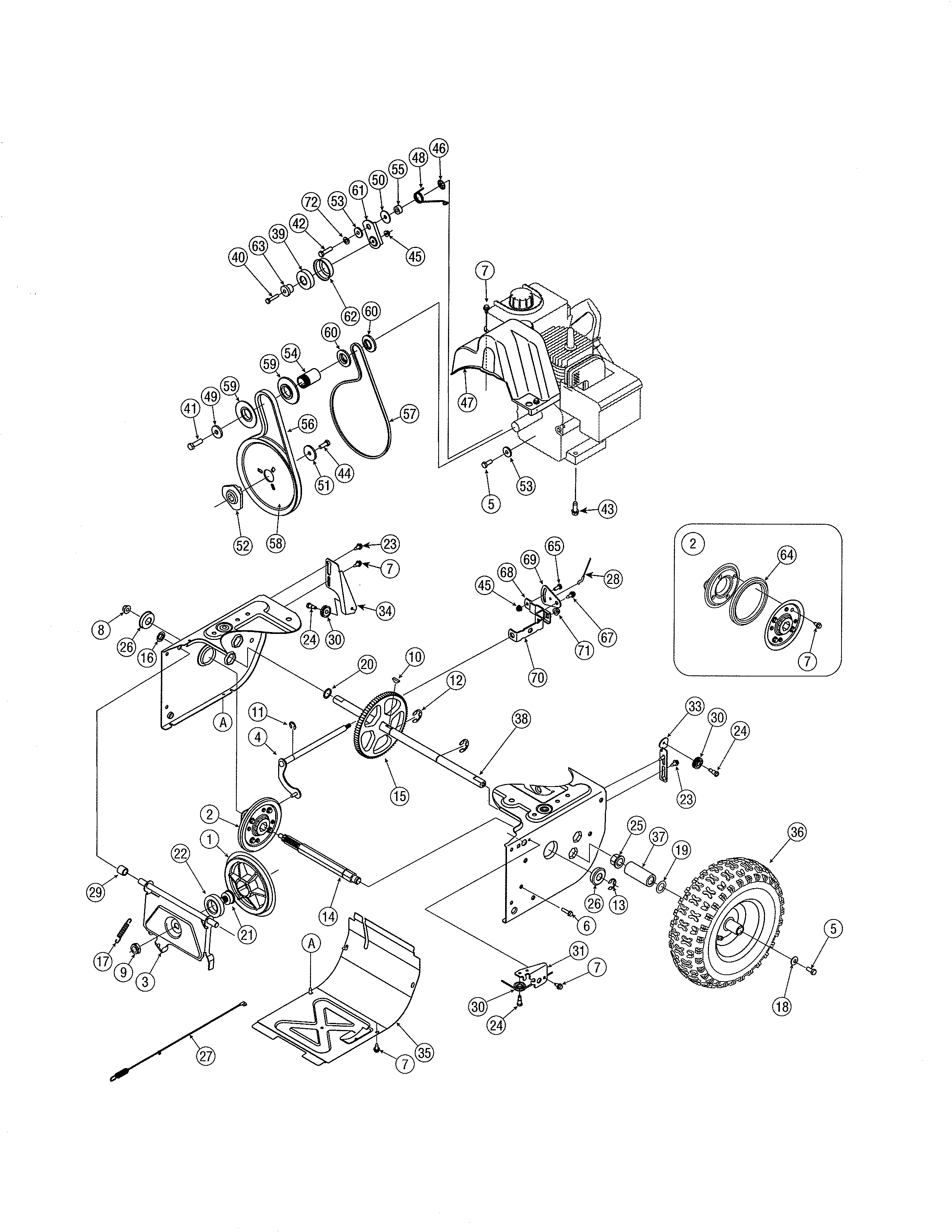 MTD 31AE6BHE718 engine/drive diagram