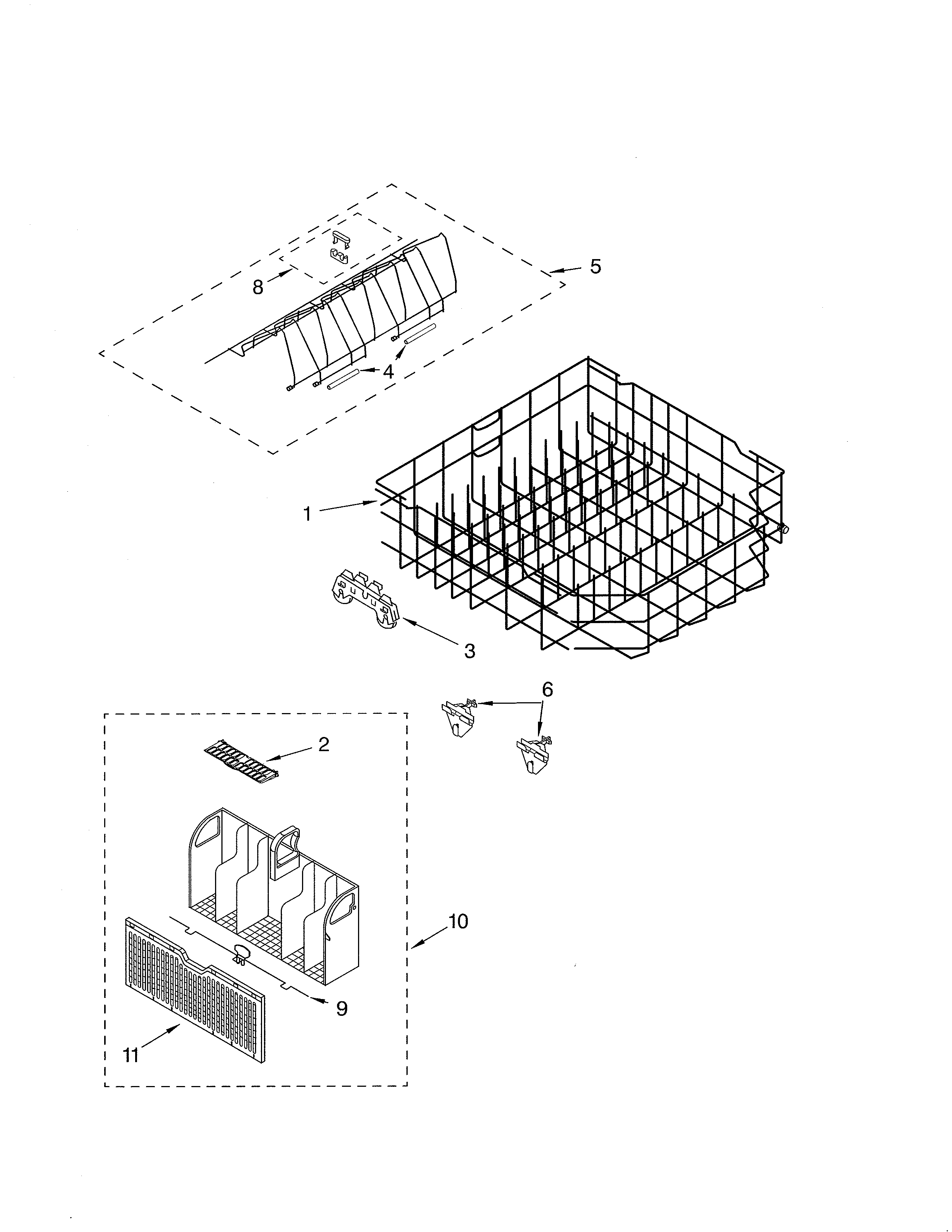 Whirlpool GU2400XTPQ3 lower rack diagram