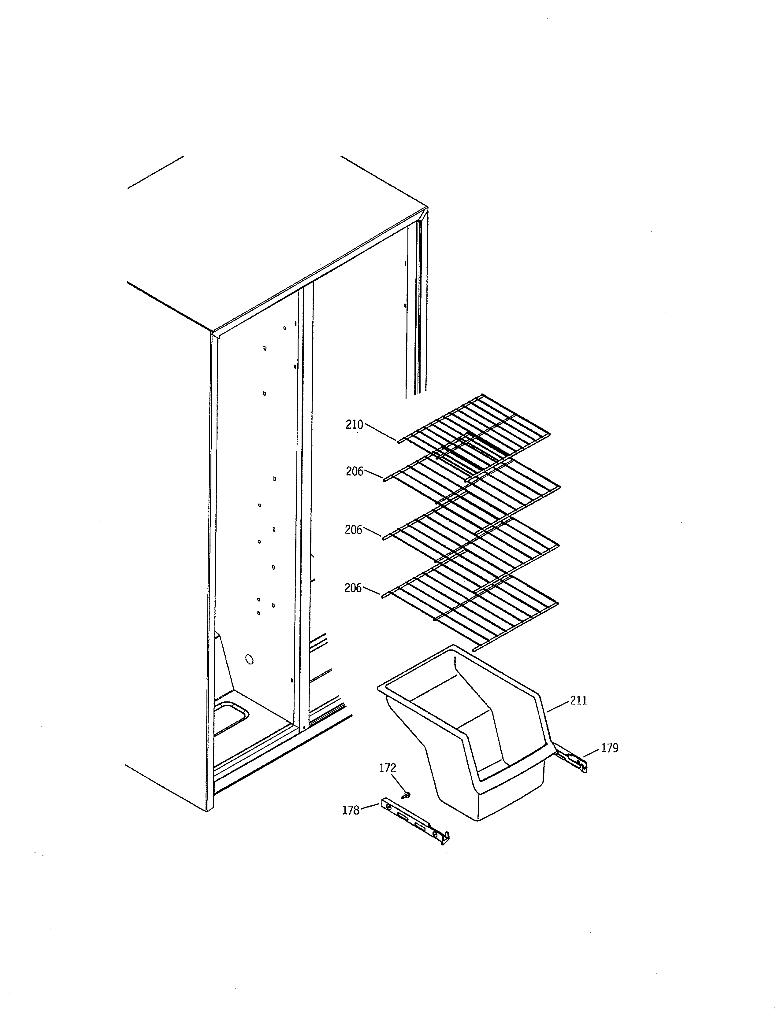 GE GSH22JSXMSS freezer shelves diagram