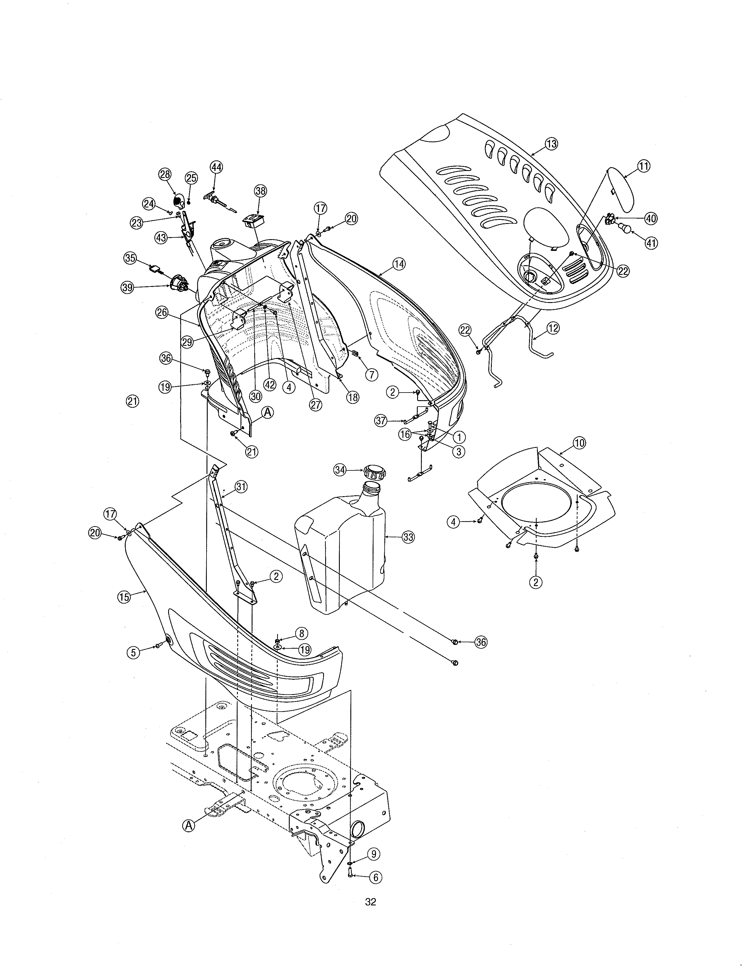 Yard-Man 13AT604H755 bumper/hood diagram