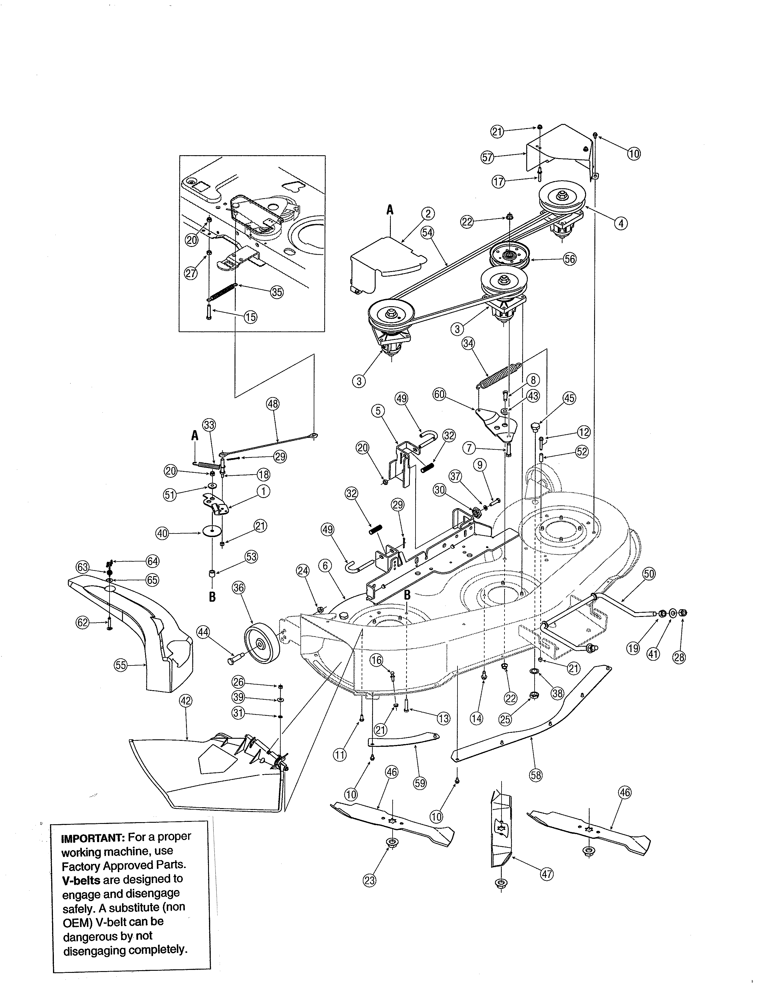 Yard-Man 13AT604H755 46" deck diagram