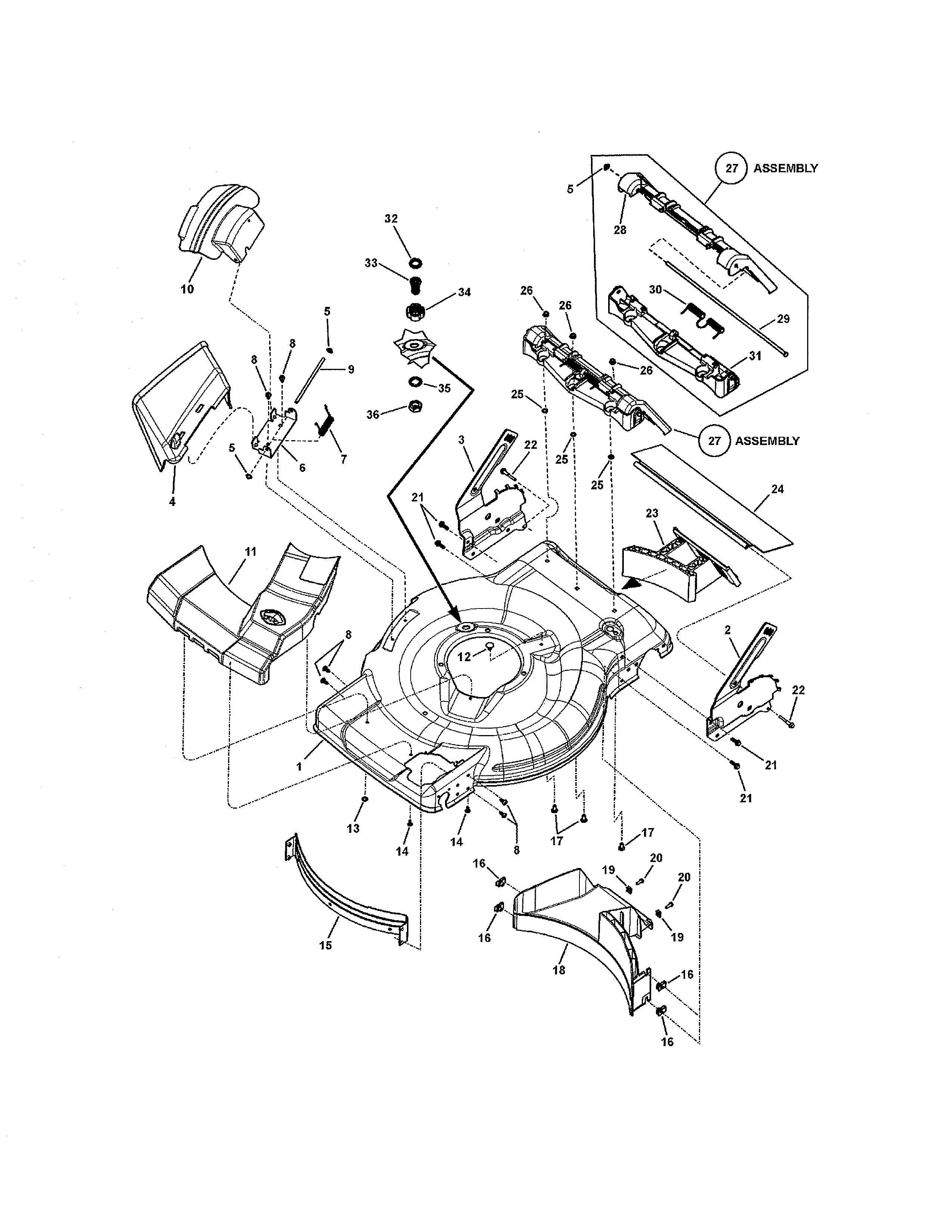 Snapper SXPV2270HW (7800776) mower deck diagram