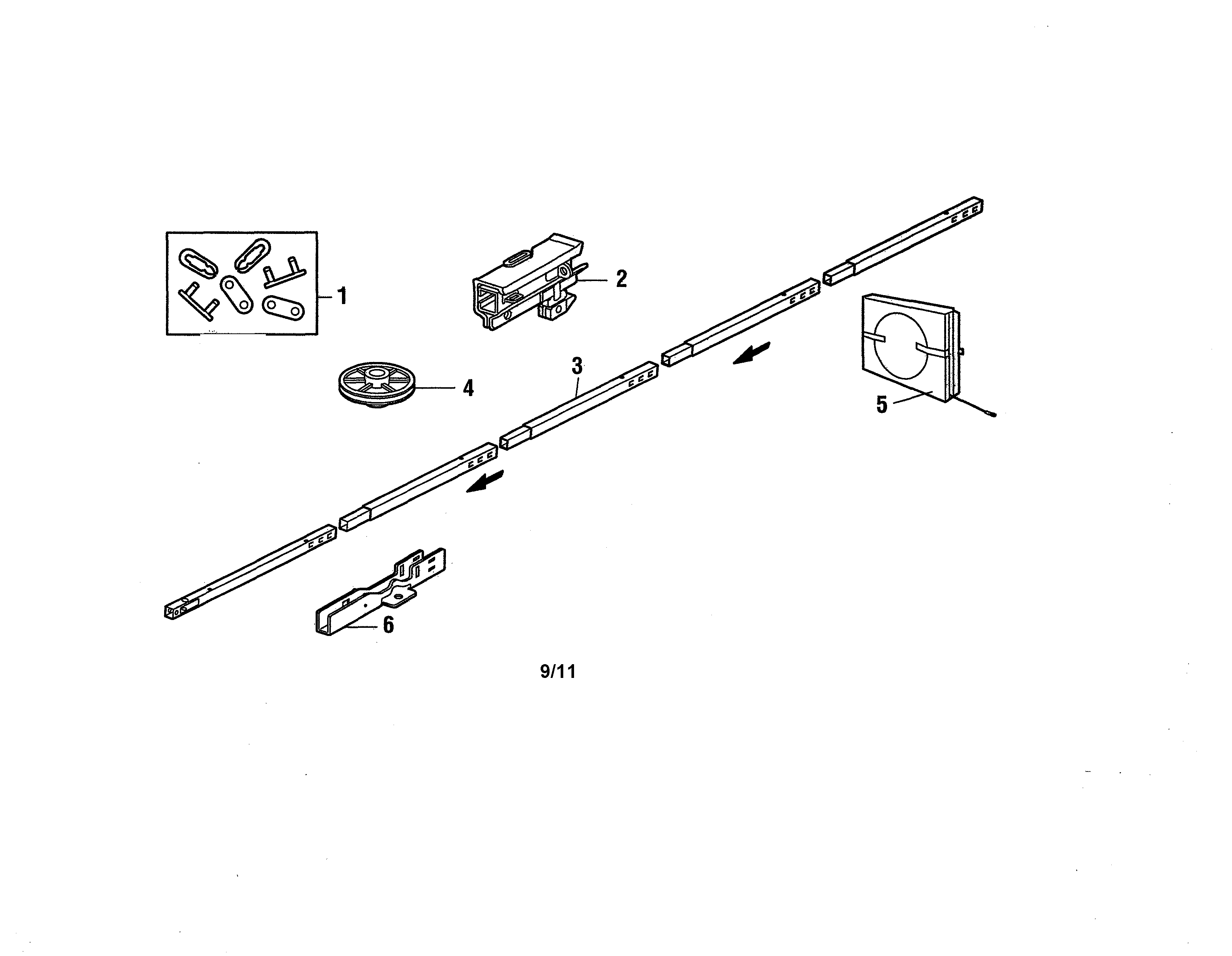 Craftsman 13953905DM rail assembly diagram