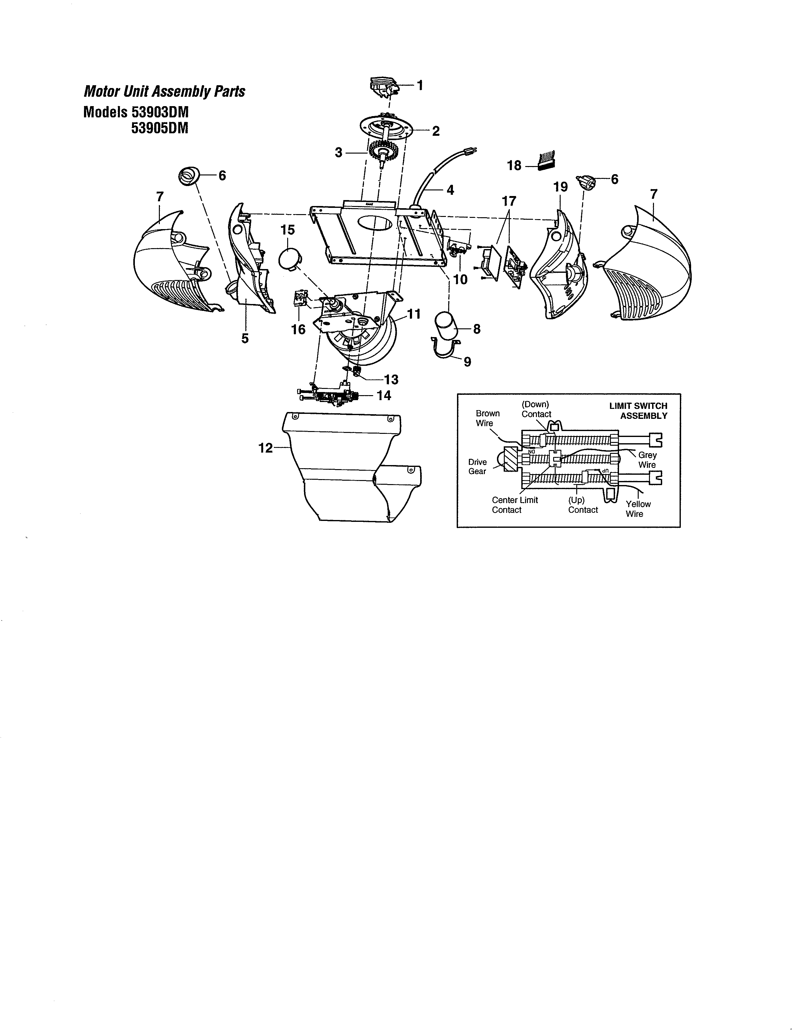 Craftsman 13953905DM motor unit - models 13953903dm / 13953905dm diagram