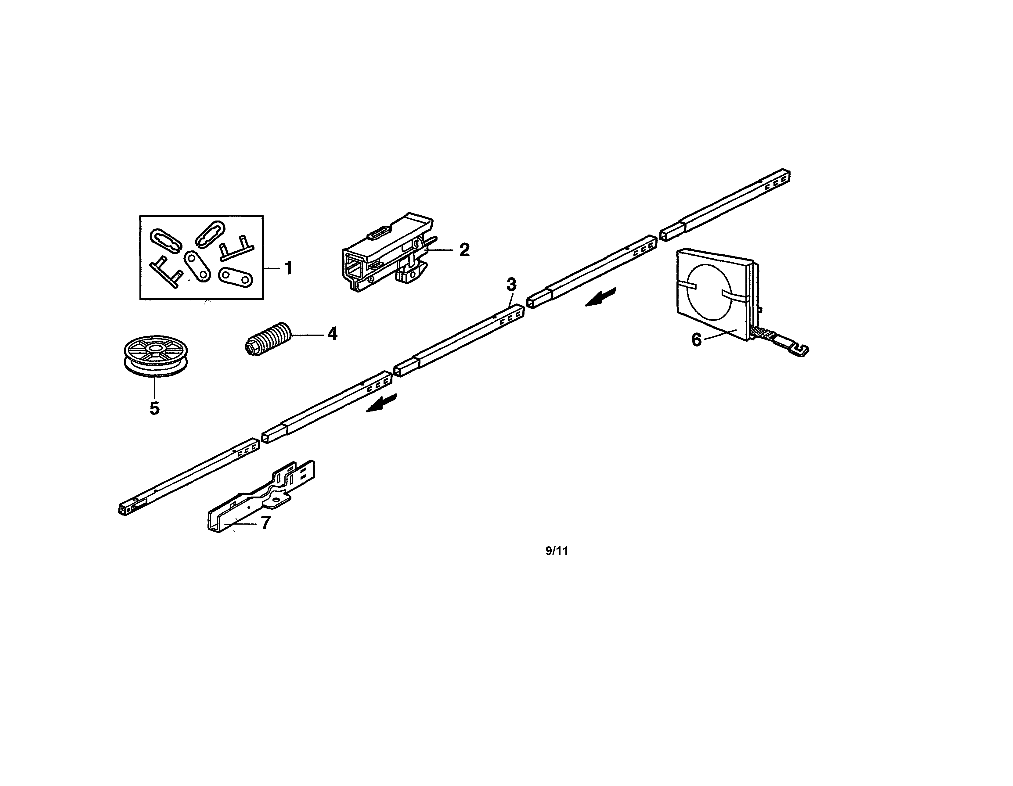Craftsman 13953904D rail assembly diagram