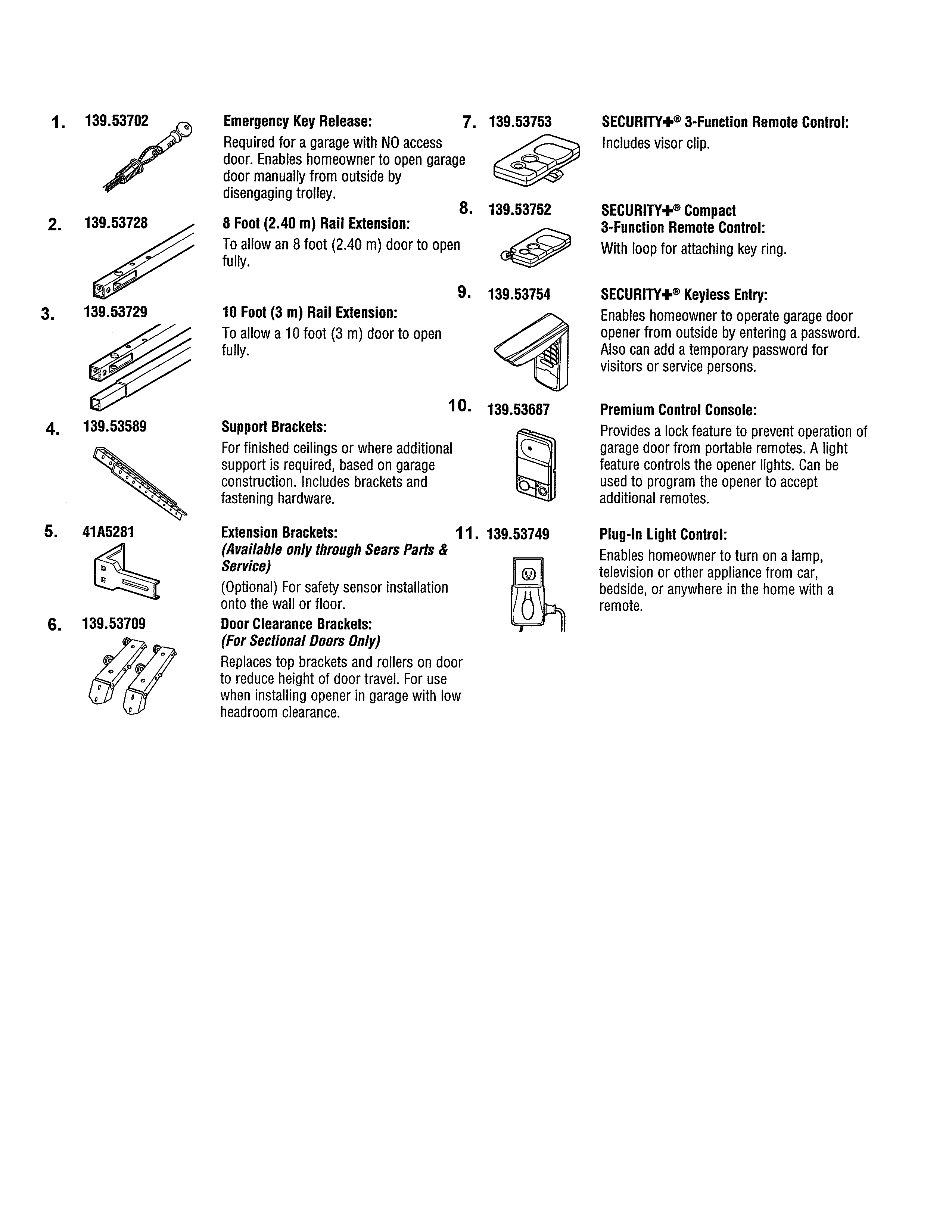 Craftsman 13953904D accessories diagram