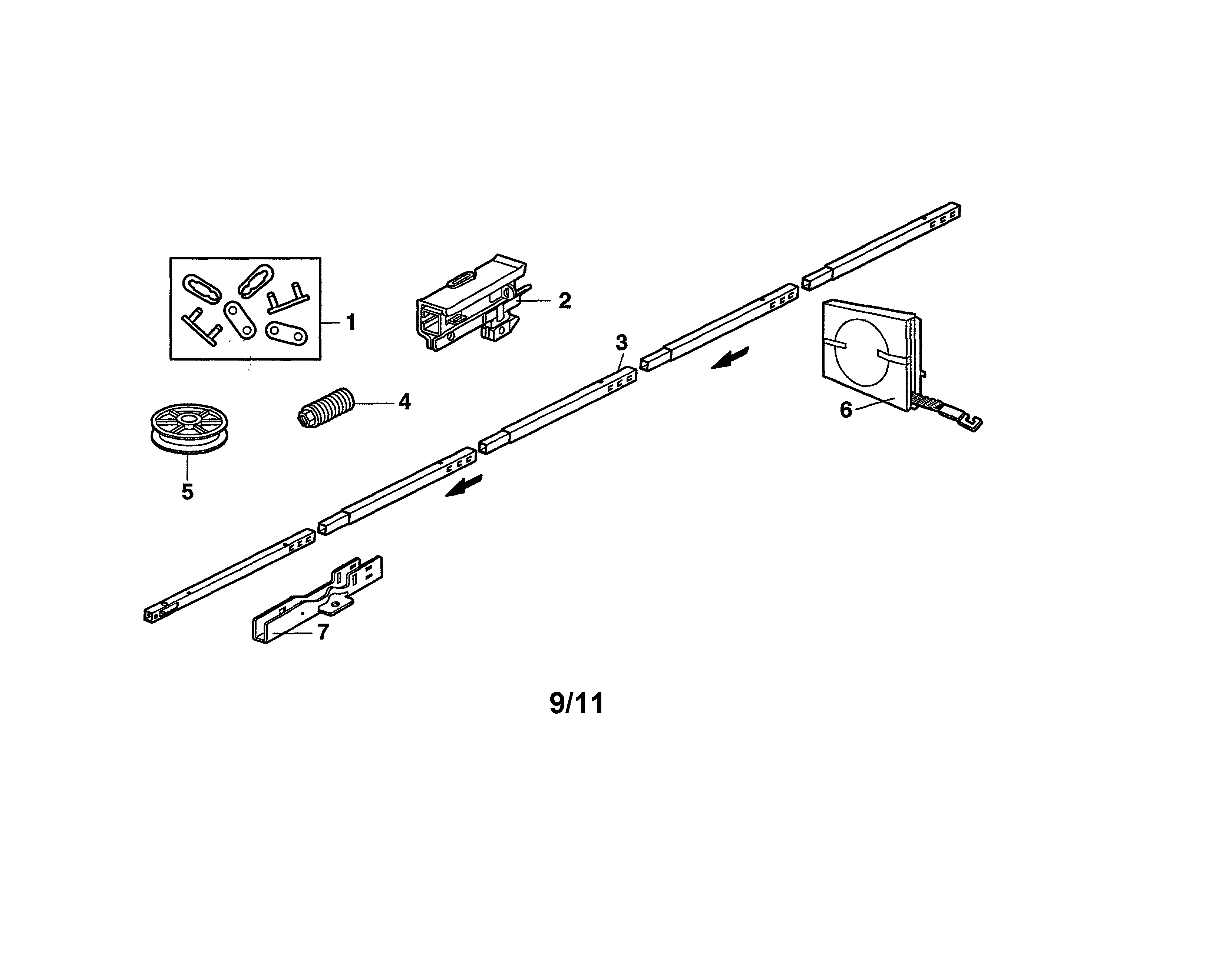 Craftsman 13953915D rail assembly diagram