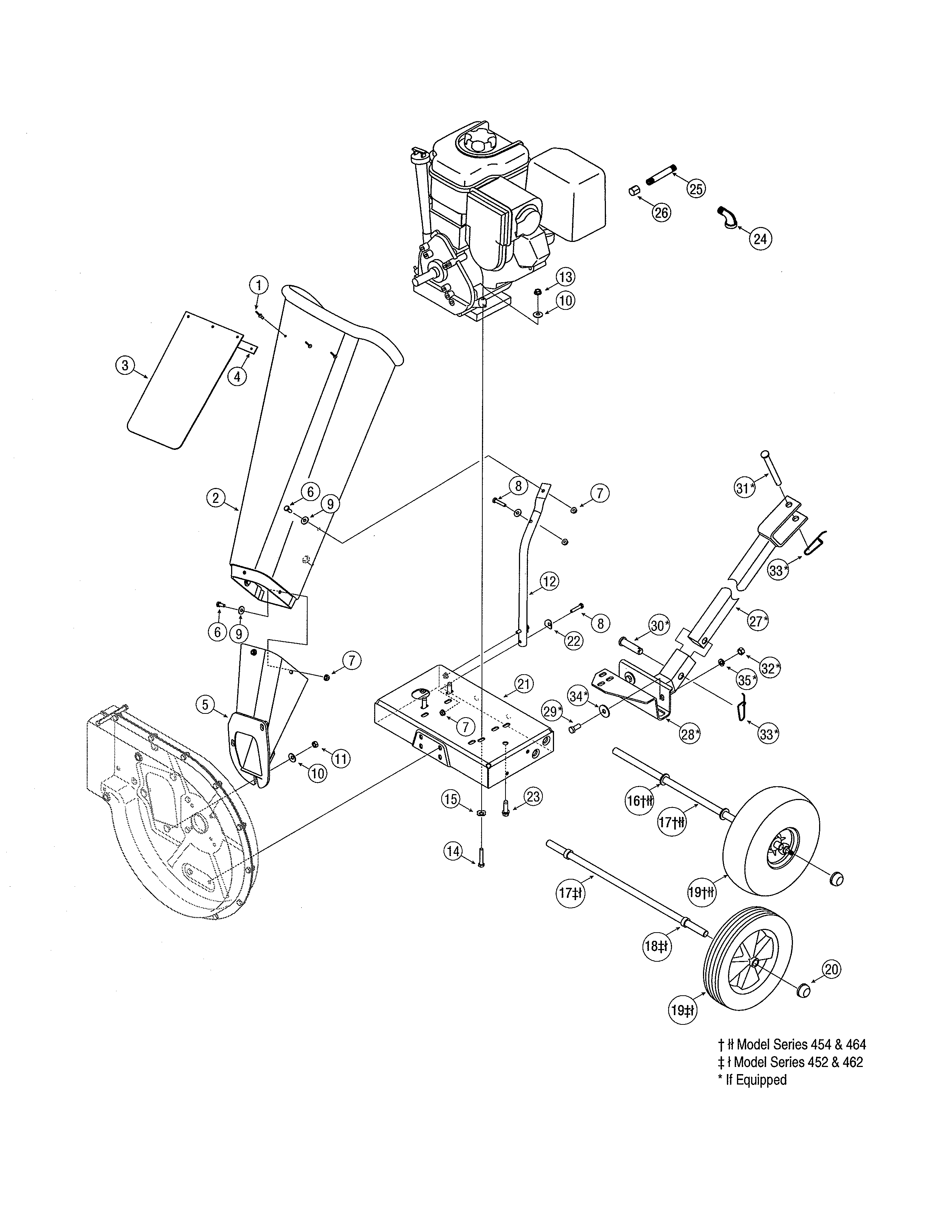 MTD 24A-465E729 chute/frame diagram