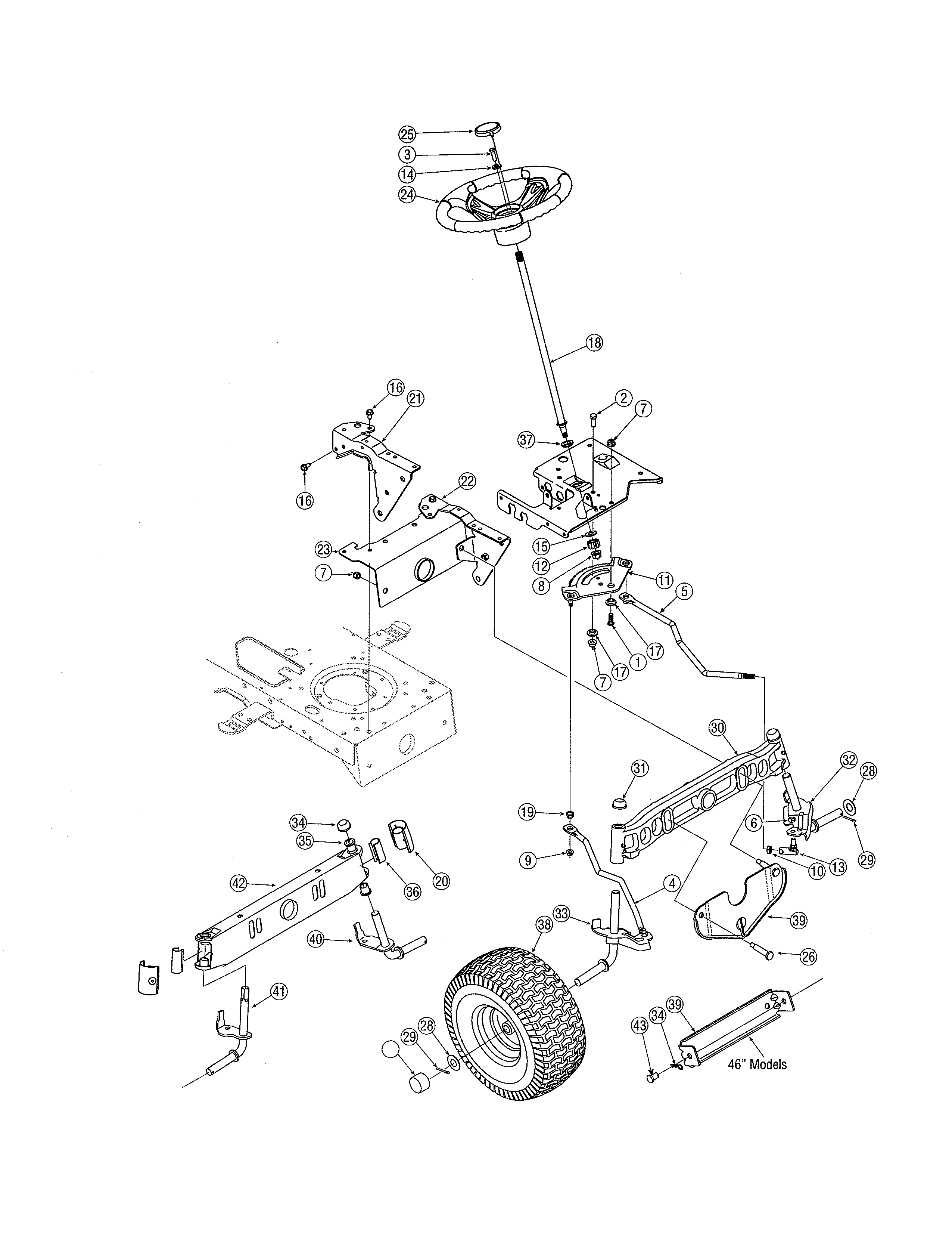 MTD 13AX615H730 steering diagram