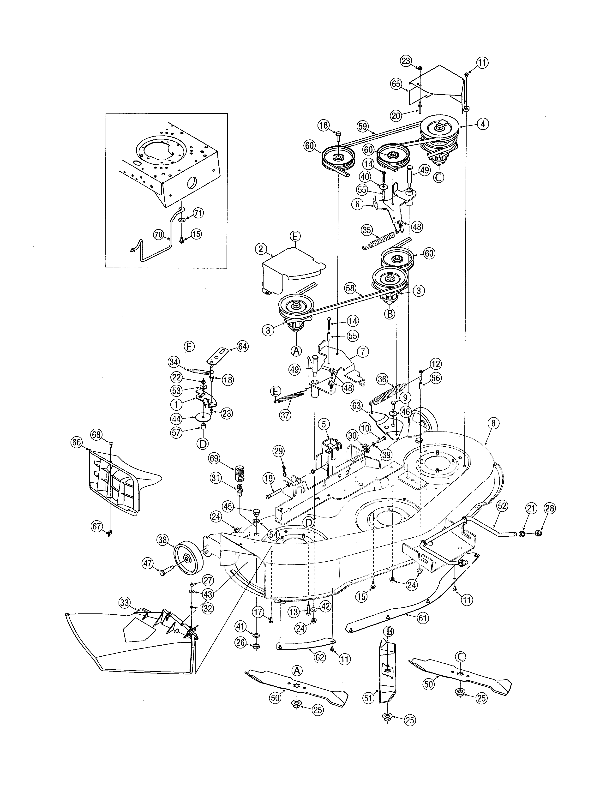 MTD 13AX615H730 46" manual pto deck diagram