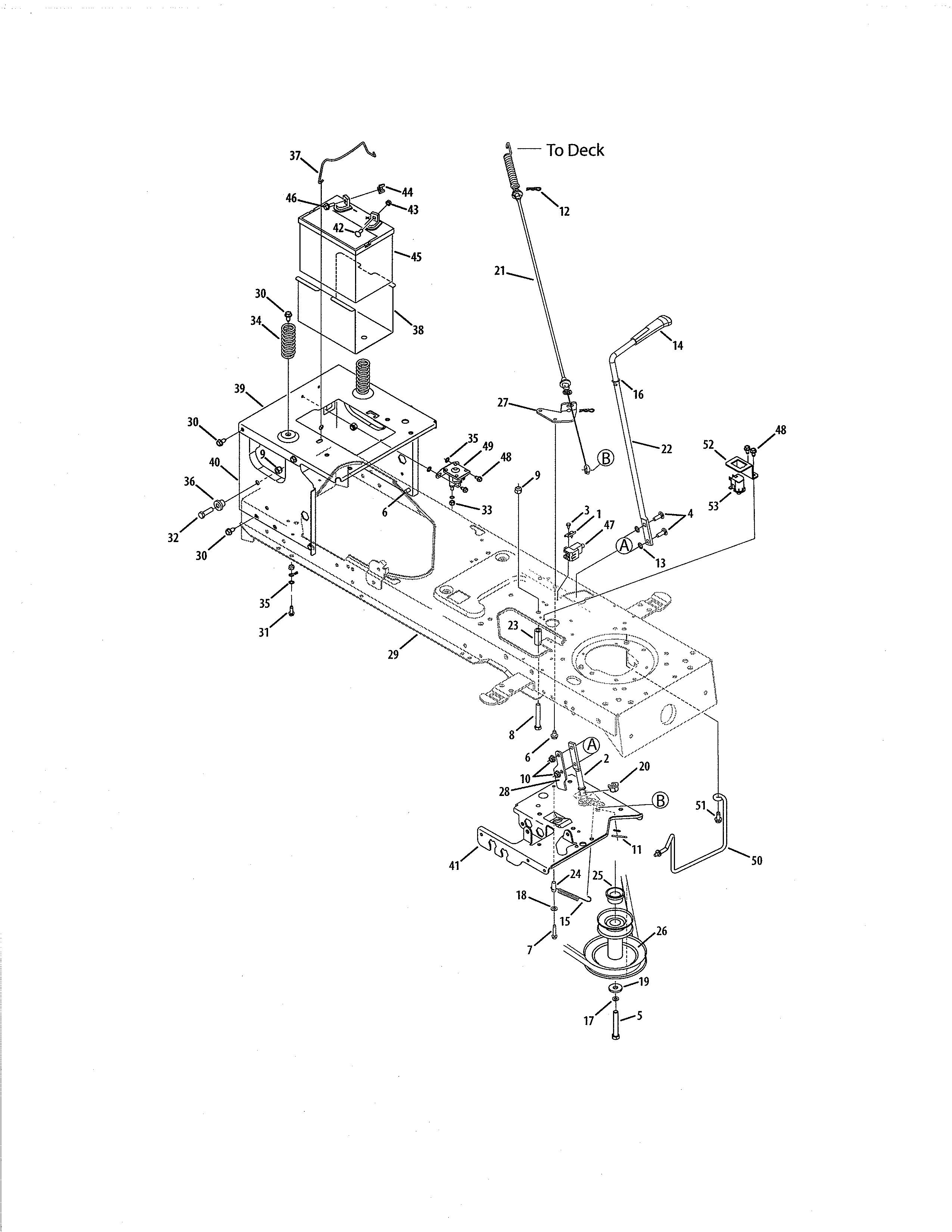 MTD 13AX615G055 frame & manual pto diagram