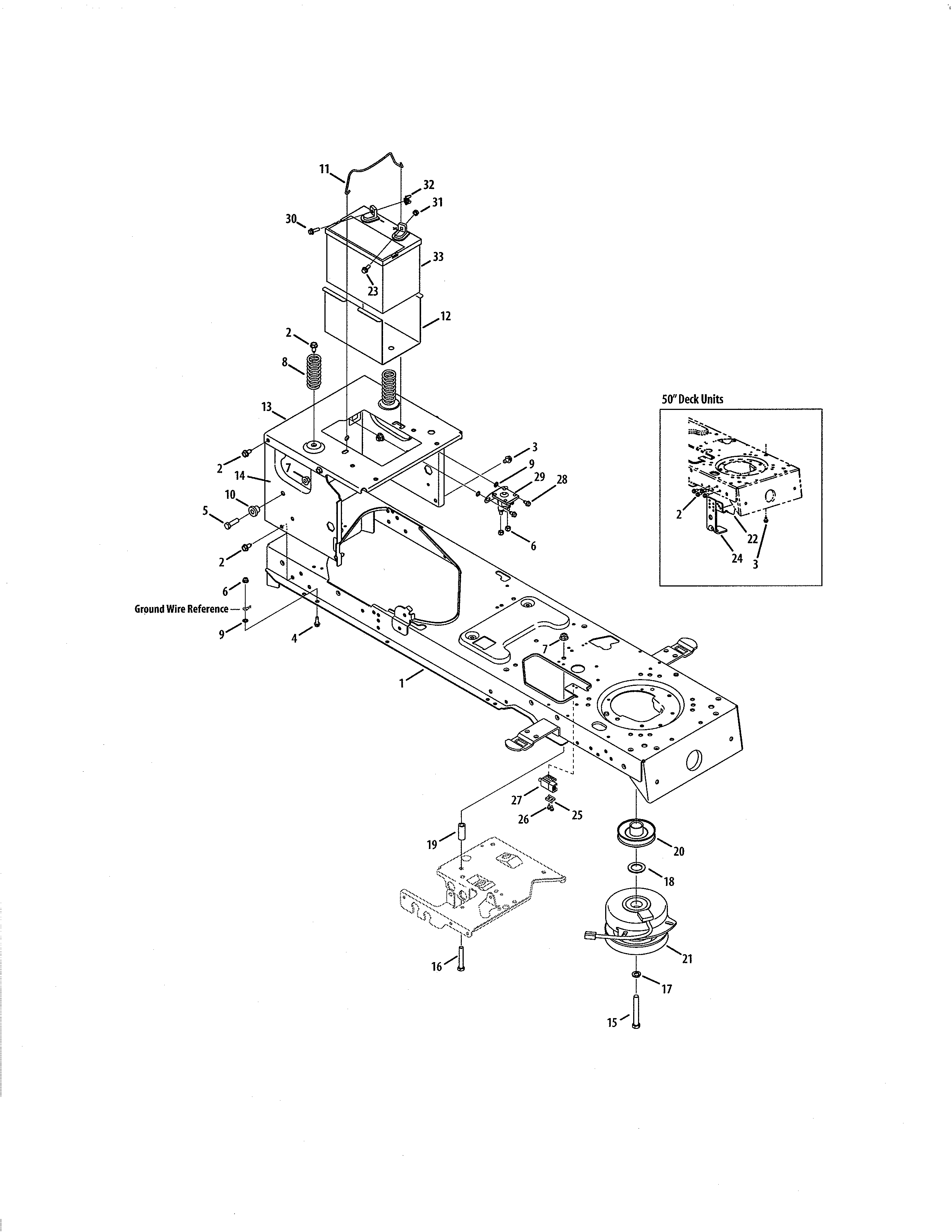 MTD 13AX615G055 frame & electric pto diagram